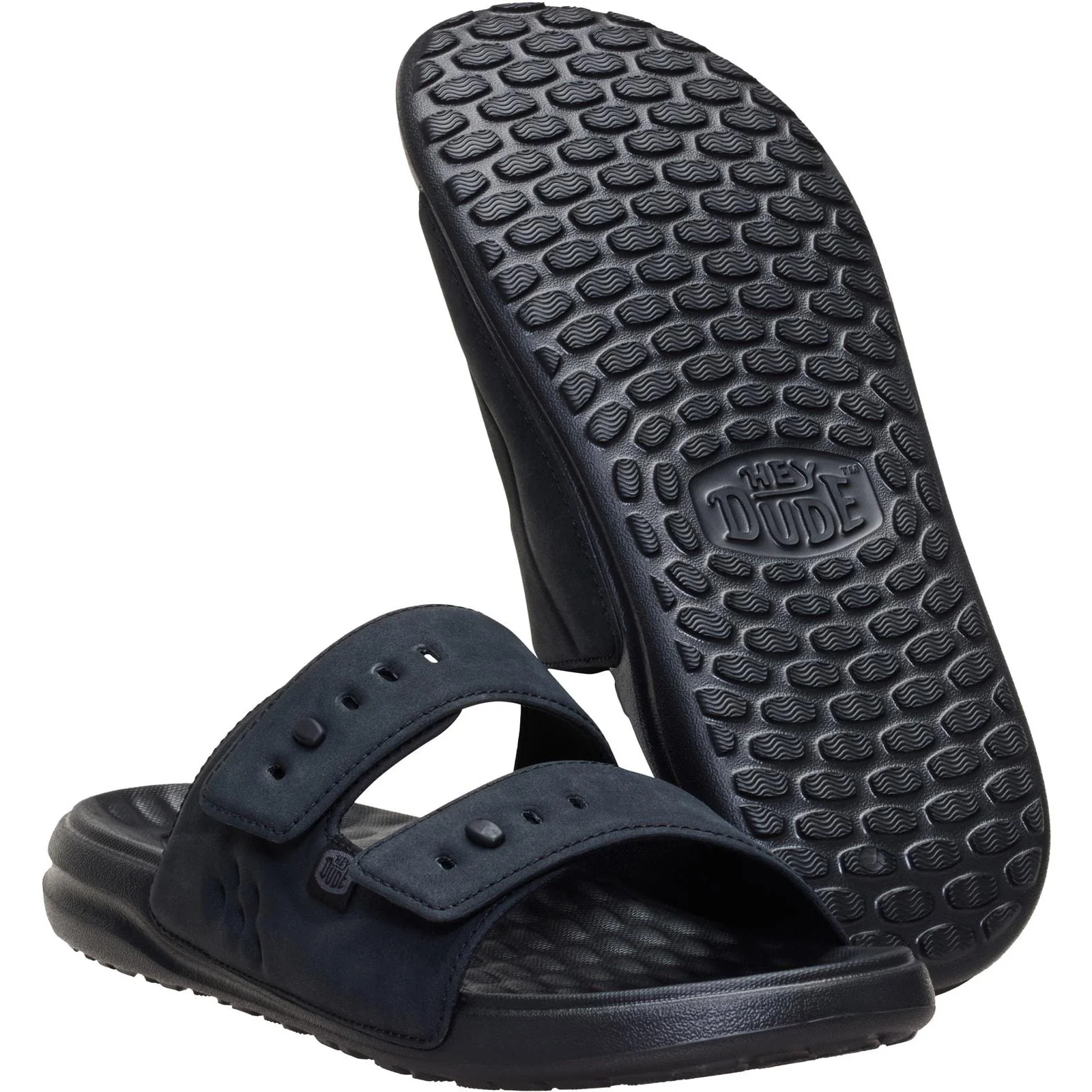 HEYDUDE Mens Wave 2 Strap Slide Black/Black - Image 4