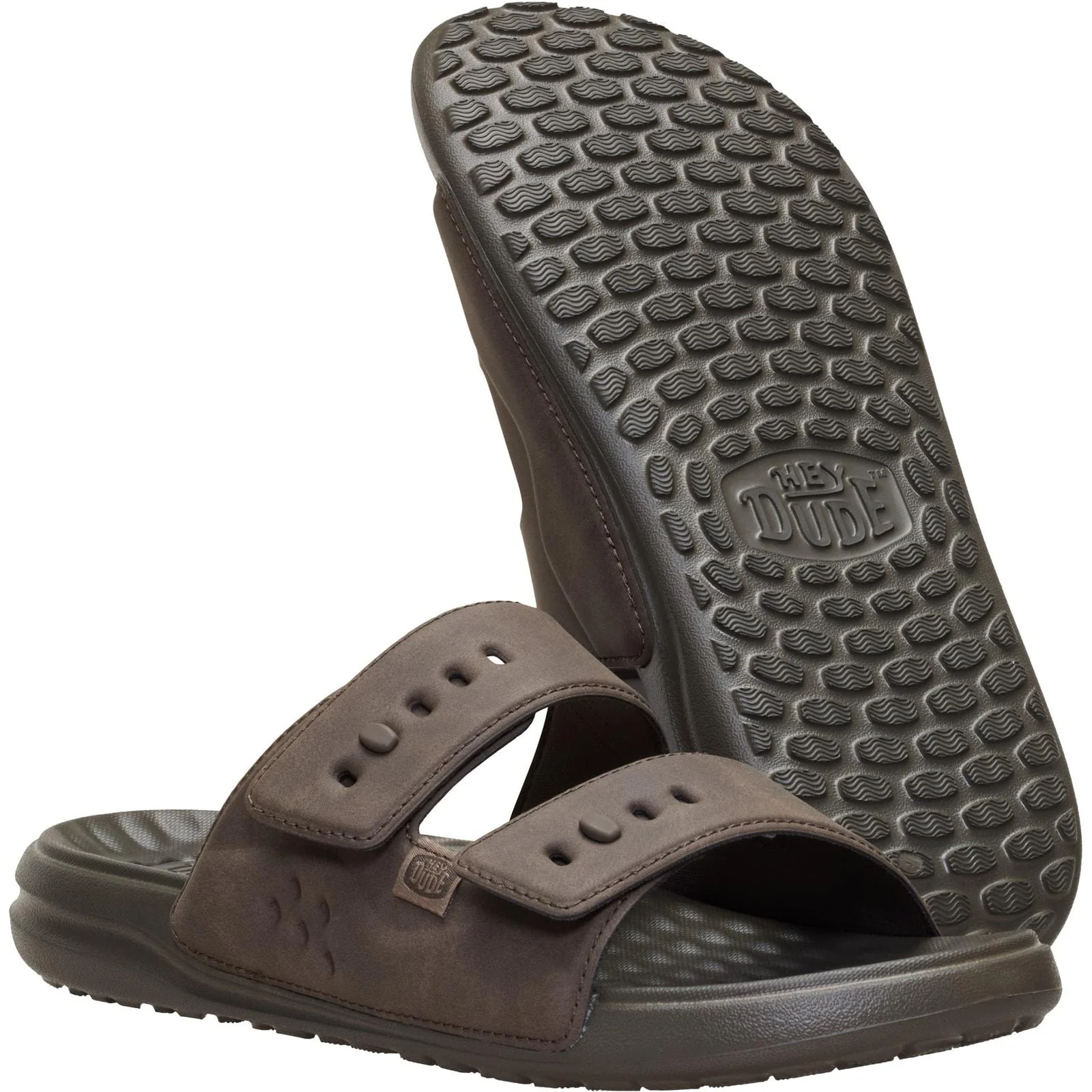 HEYDUDE Mens Wave 2 Strap Slide Major Brown - Image 4