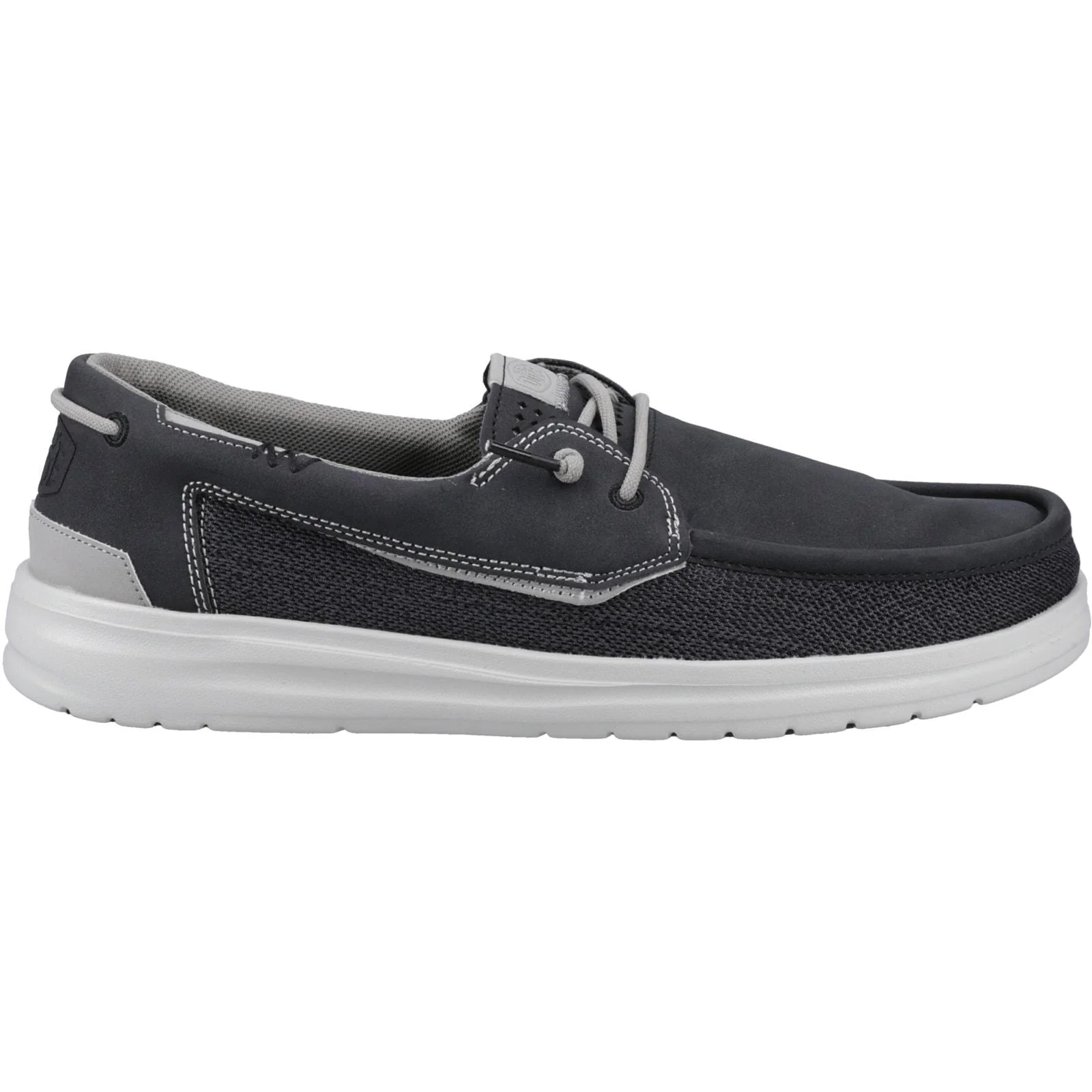 HEYDUDE Mens Welsh Grip Classic Mesh Shoes Black/Storm Gray