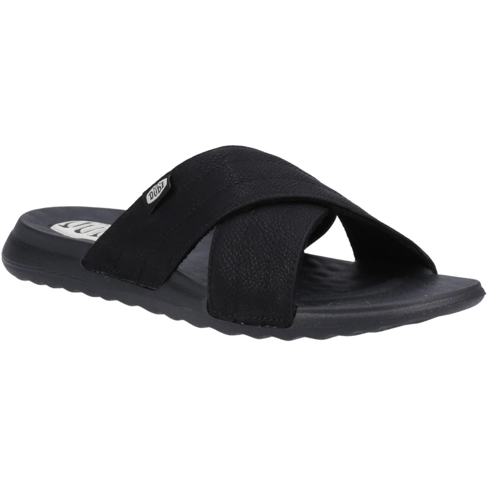 HEYDUDE Womens Christi Slide Distressed Sandal Black - Image 4