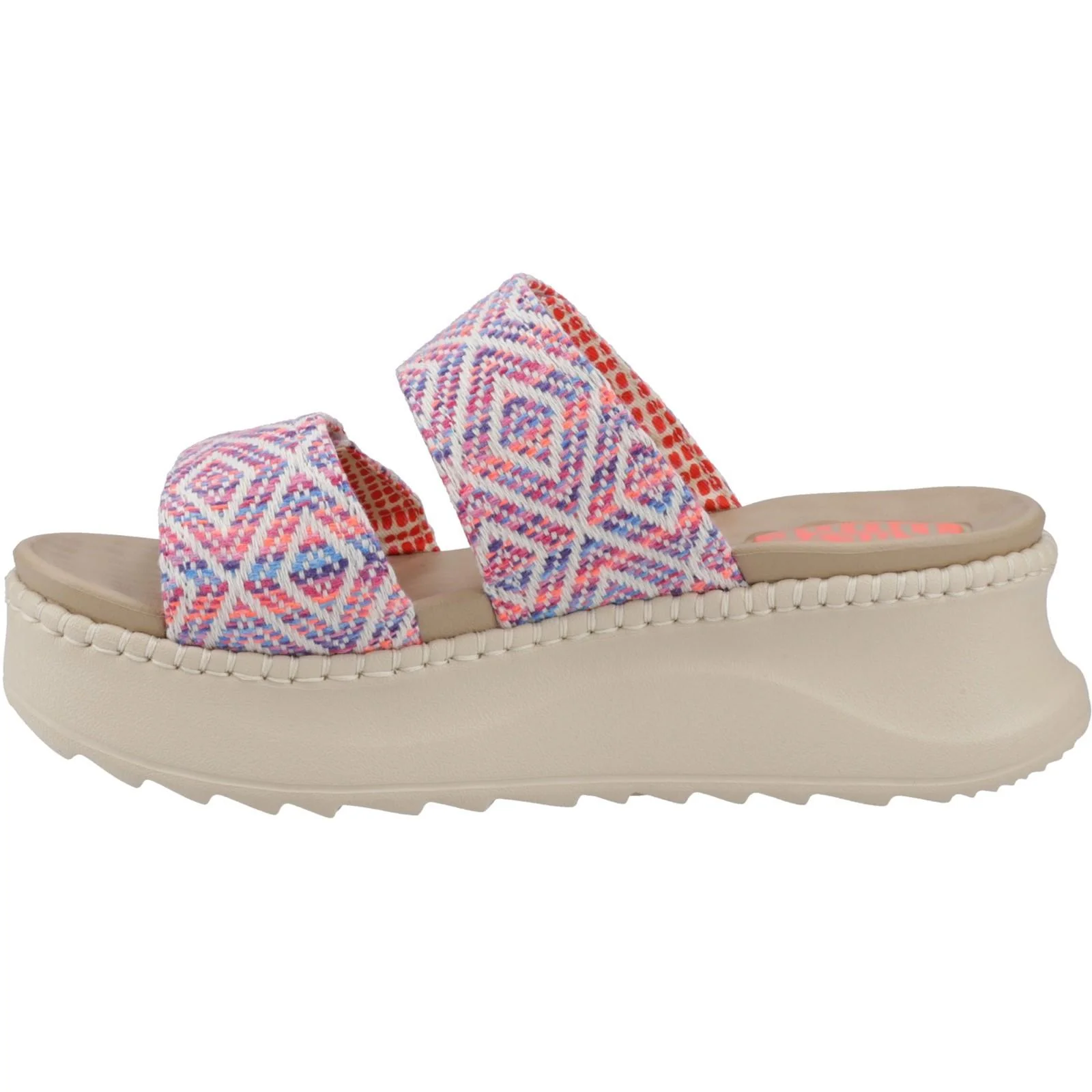 HEYDUDE Womens Delray Slide Surf Baja Sandal Blue/Pink/Multi - Image 2