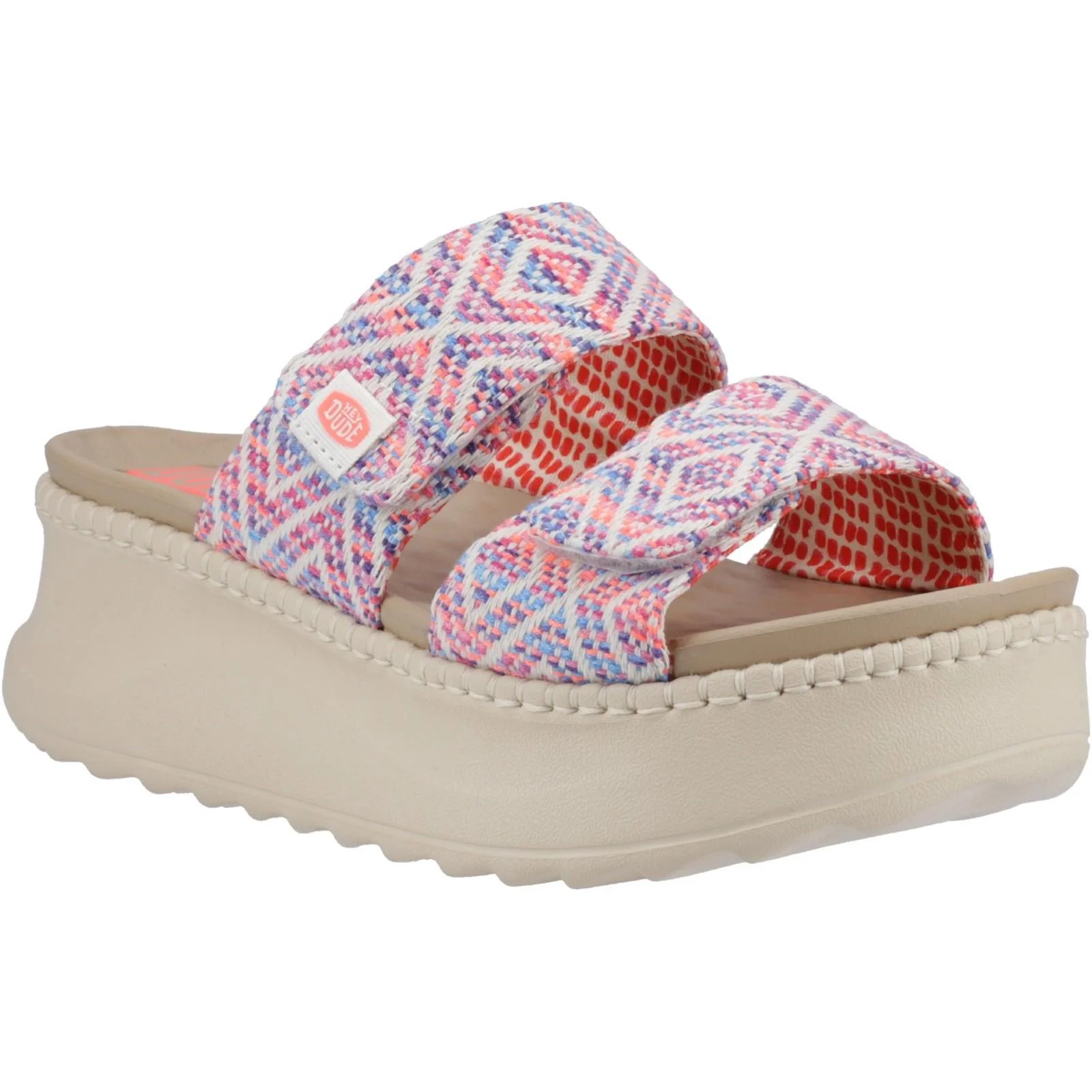 HEYDUDE Womens Delray Slide Surf Baja Sandal Blue/Pink/Multi - Image 5
