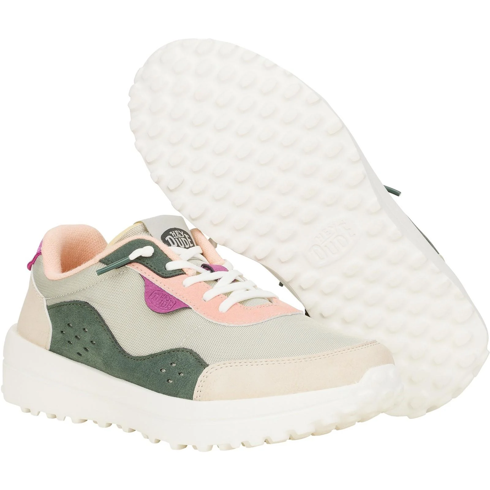 HEYDUDE Womens Hayden Colorblock Trainers Dusty Olive/Multi - Image 3
