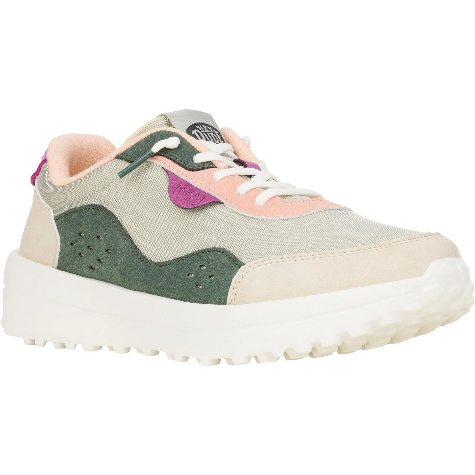 HEYDUDE Womens Hayden Colorblock Trainers Dusty Olive/Multi - Image 6