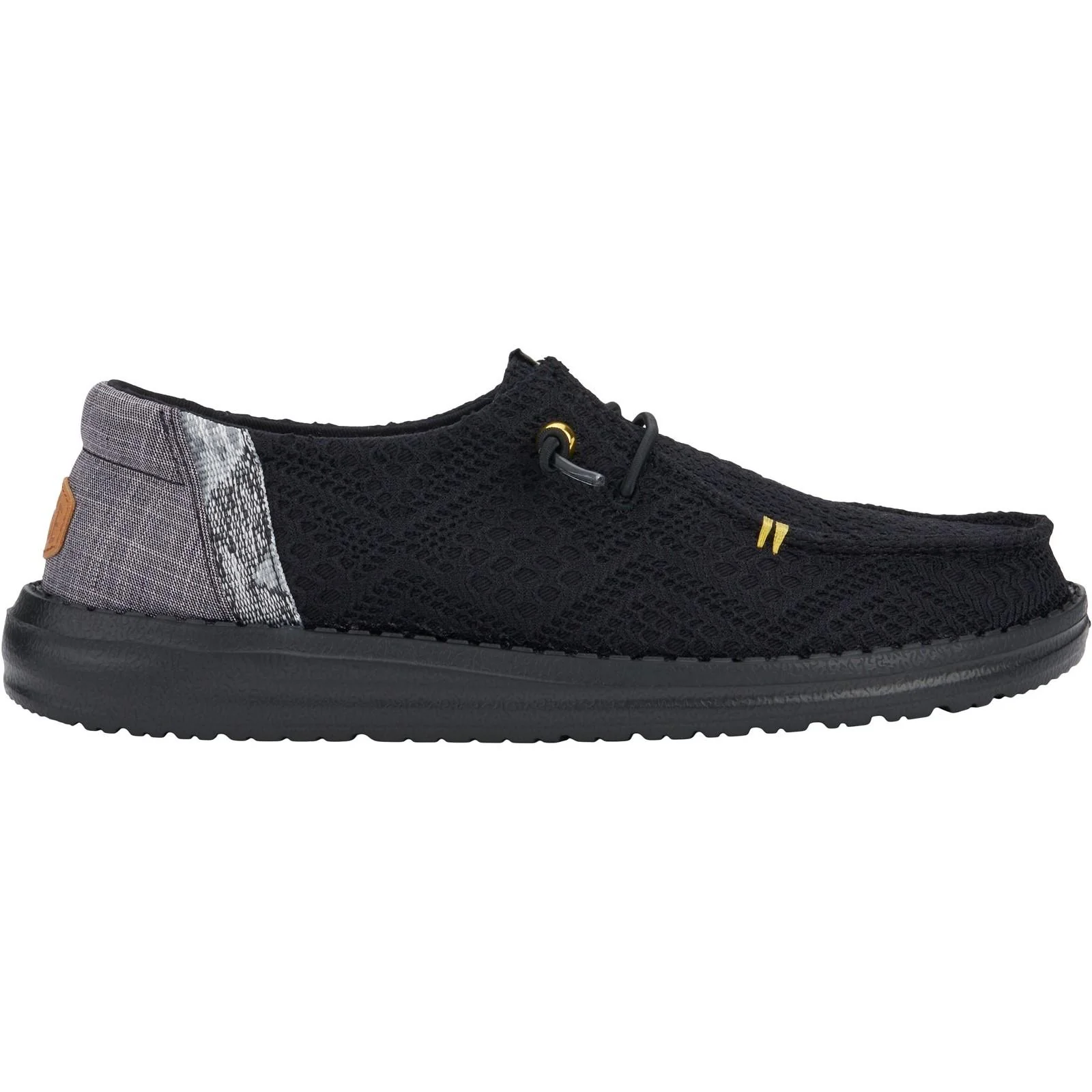 HEYDUDE Womens Wendy Boho Crochet Shoes Black