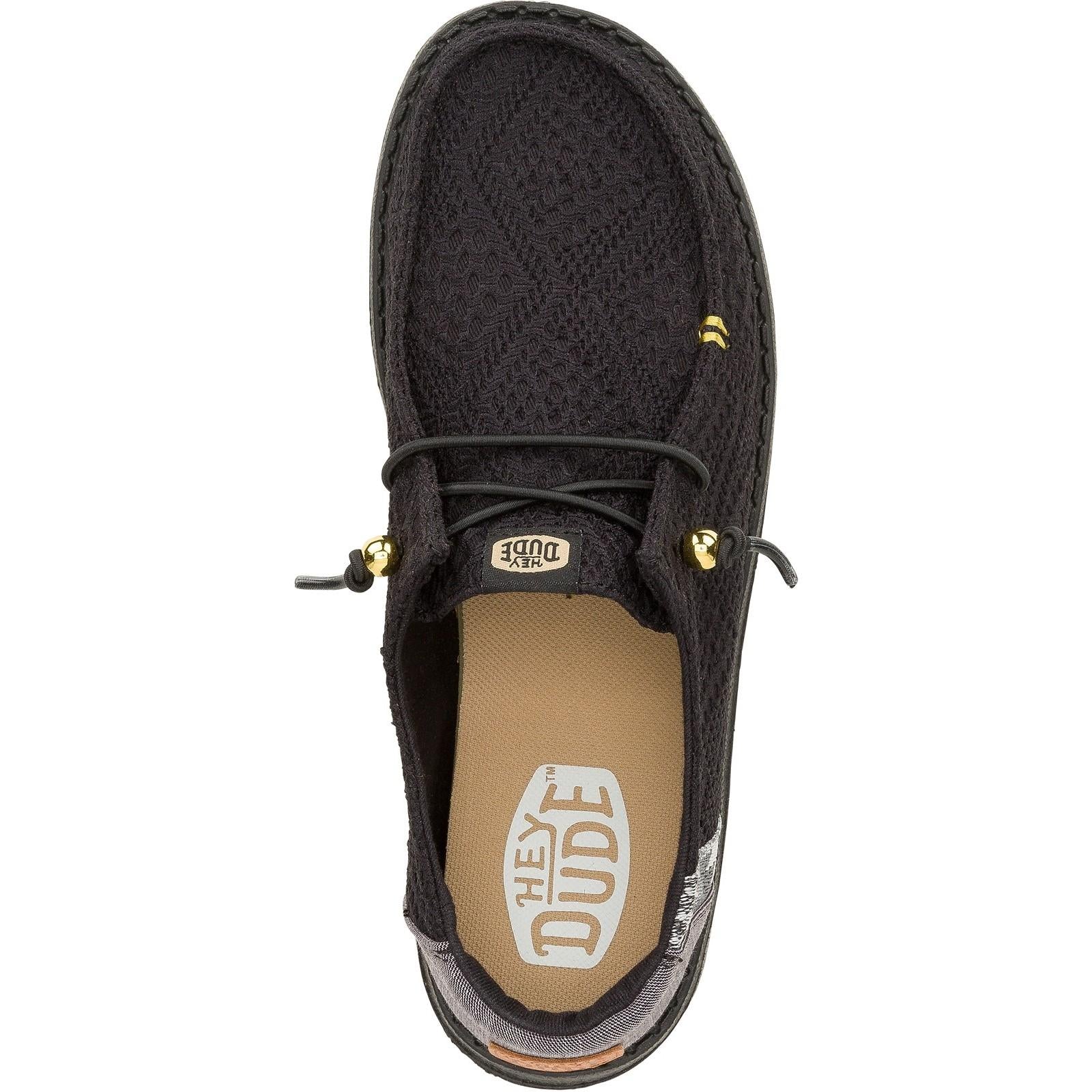 HEYDUDE Womens Wendy Boho Crochet Shoes Black - Image 4