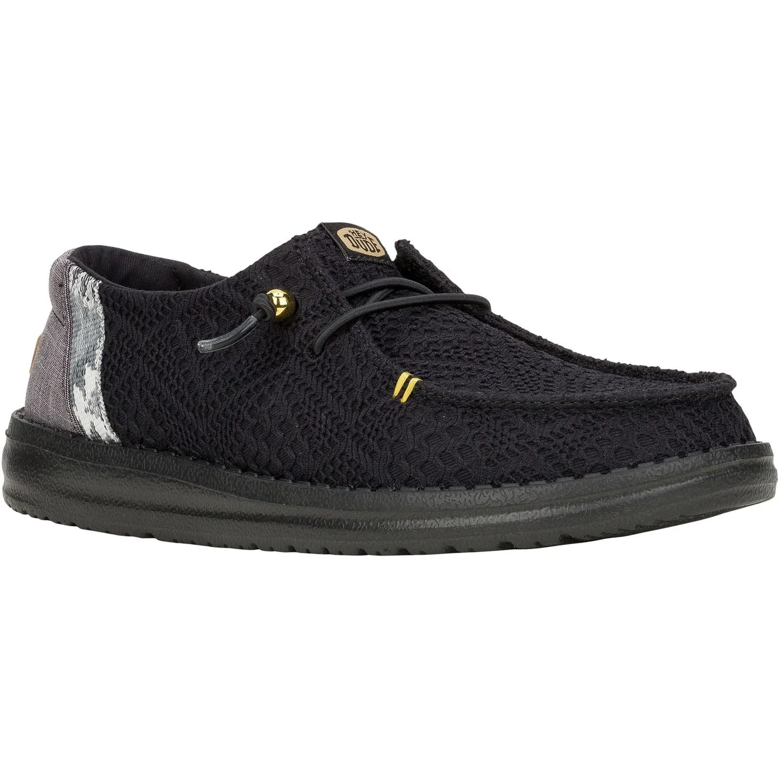 HEYDUDE Womens Wendy Boho Crochet Shoes Black - Image 6