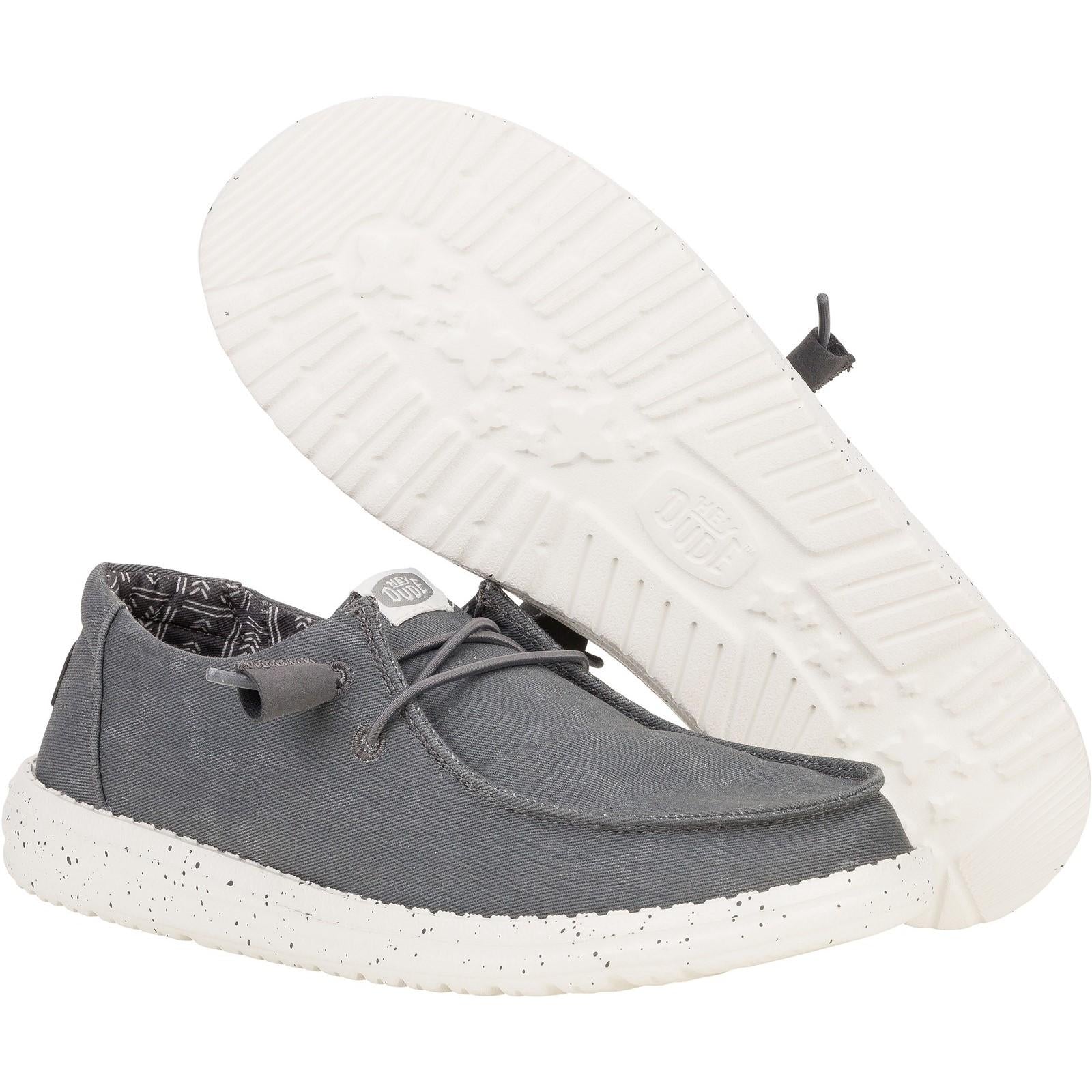 HEYDUDE Womens Wendy Canvas Shoe Dark Grey - Image 3