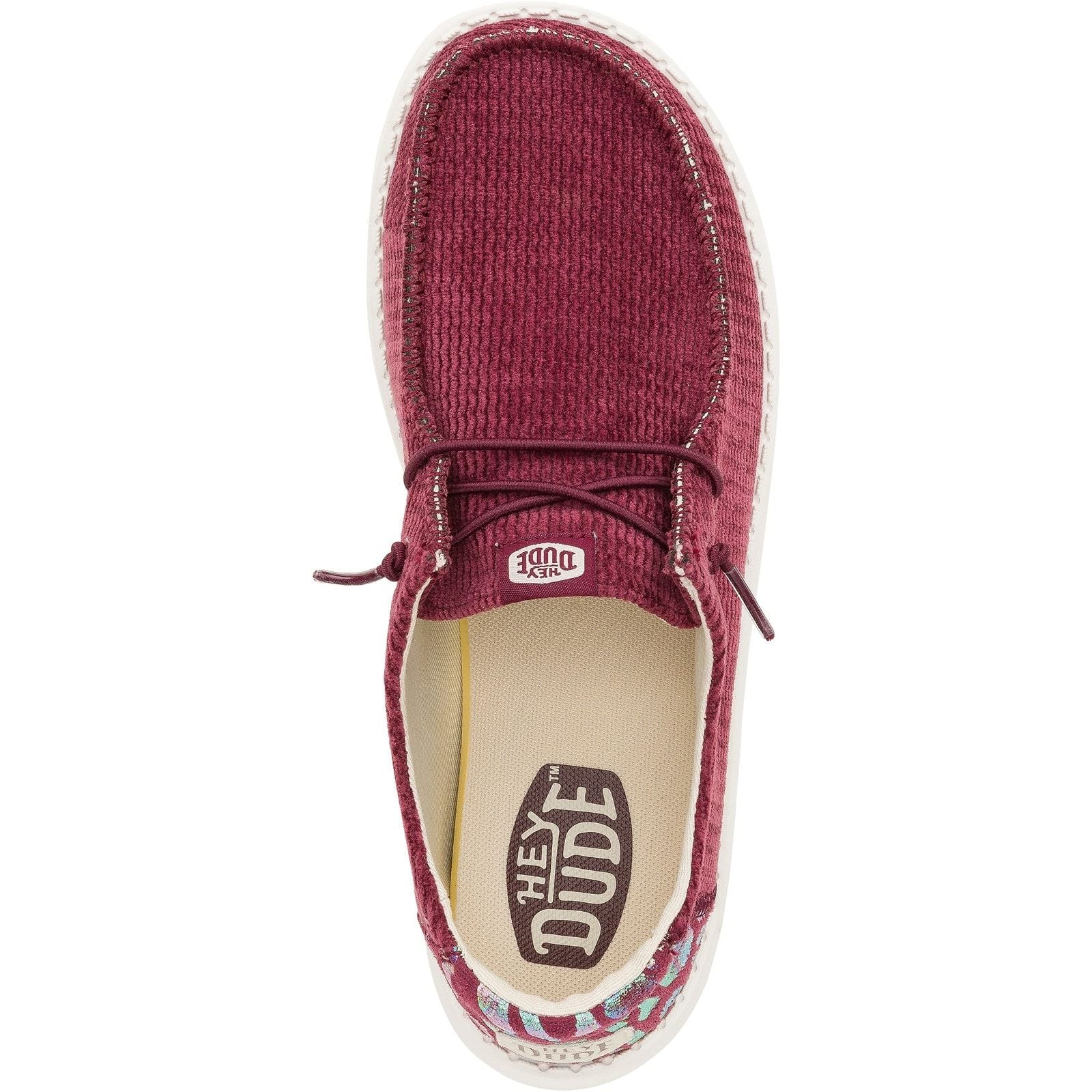 HEYDUDE Womens Wendy Corduroy Leo Shoes Burgundy - Image 2