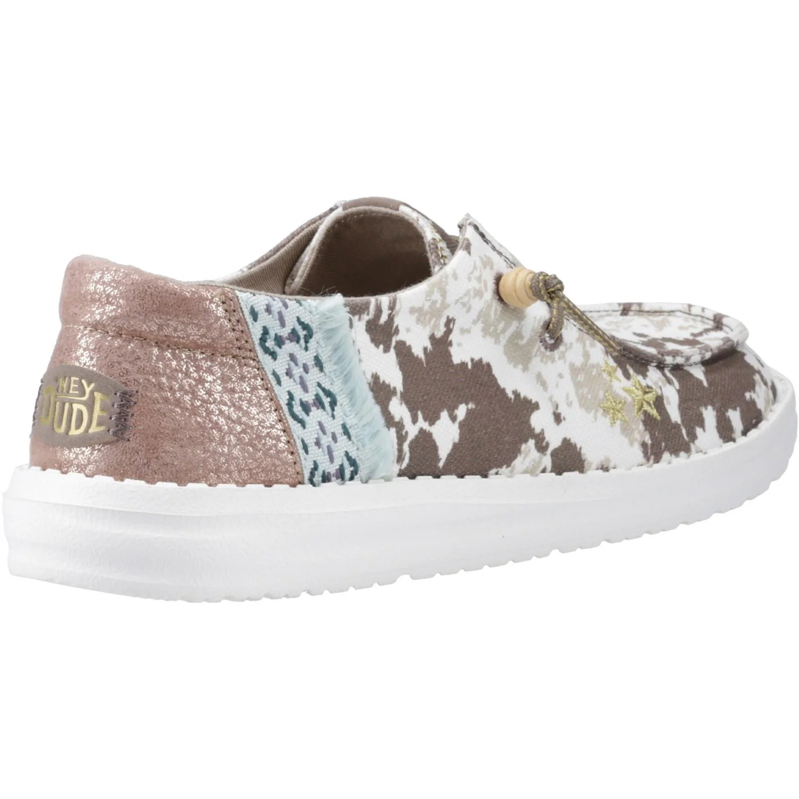 HEYDUDE Womens Wendy Disco Cow Shoes Tan - Image 4