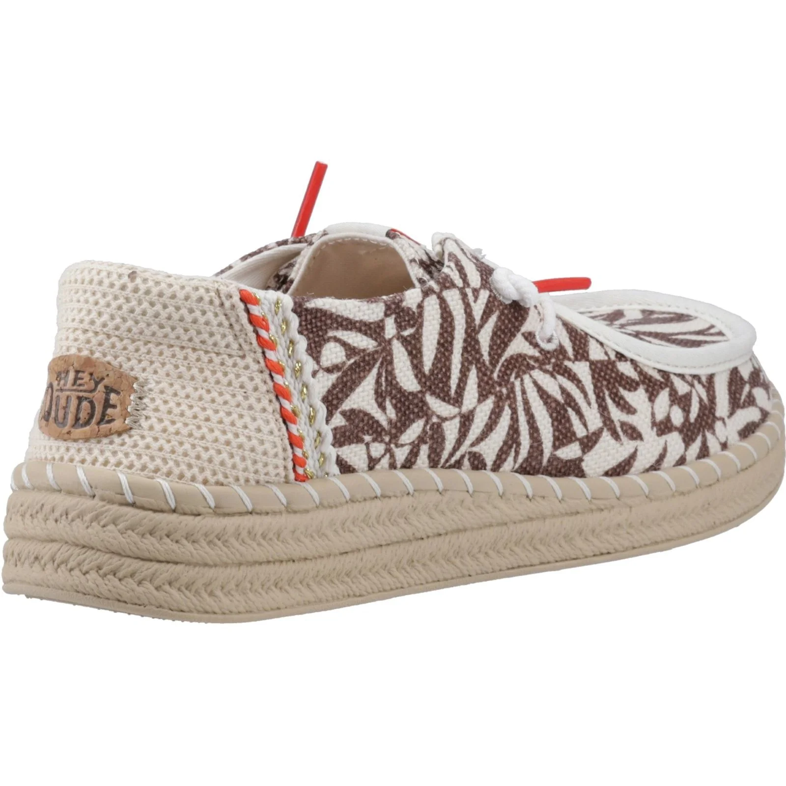 HEYDUDE Womens Wendy Espadrille Retro Palm Shoes Downtown Brown/Egret - Image 2