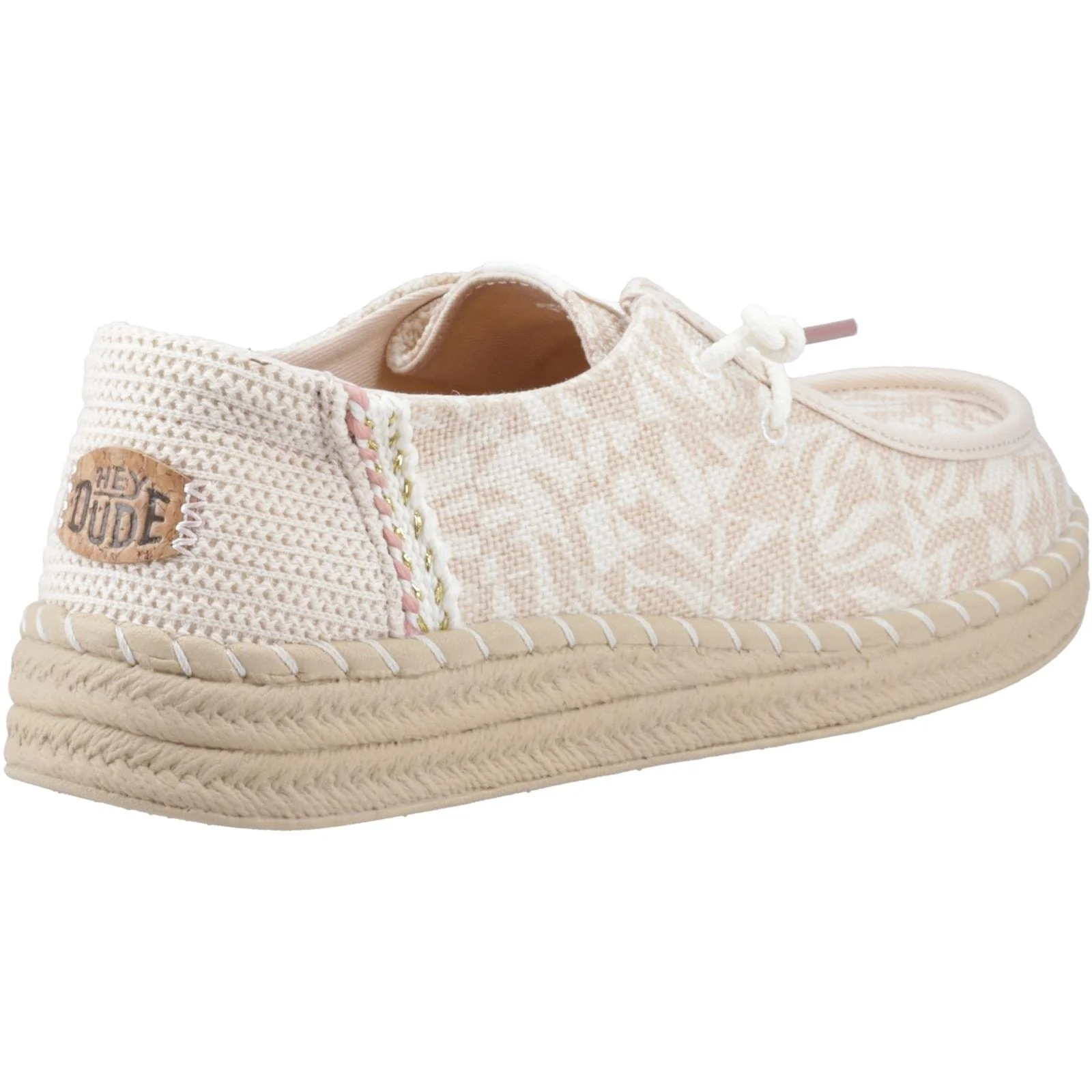 HEYDUDE Womens Wendy Espadrille Retro Palm Shoes Pale Pink/White - Image 4