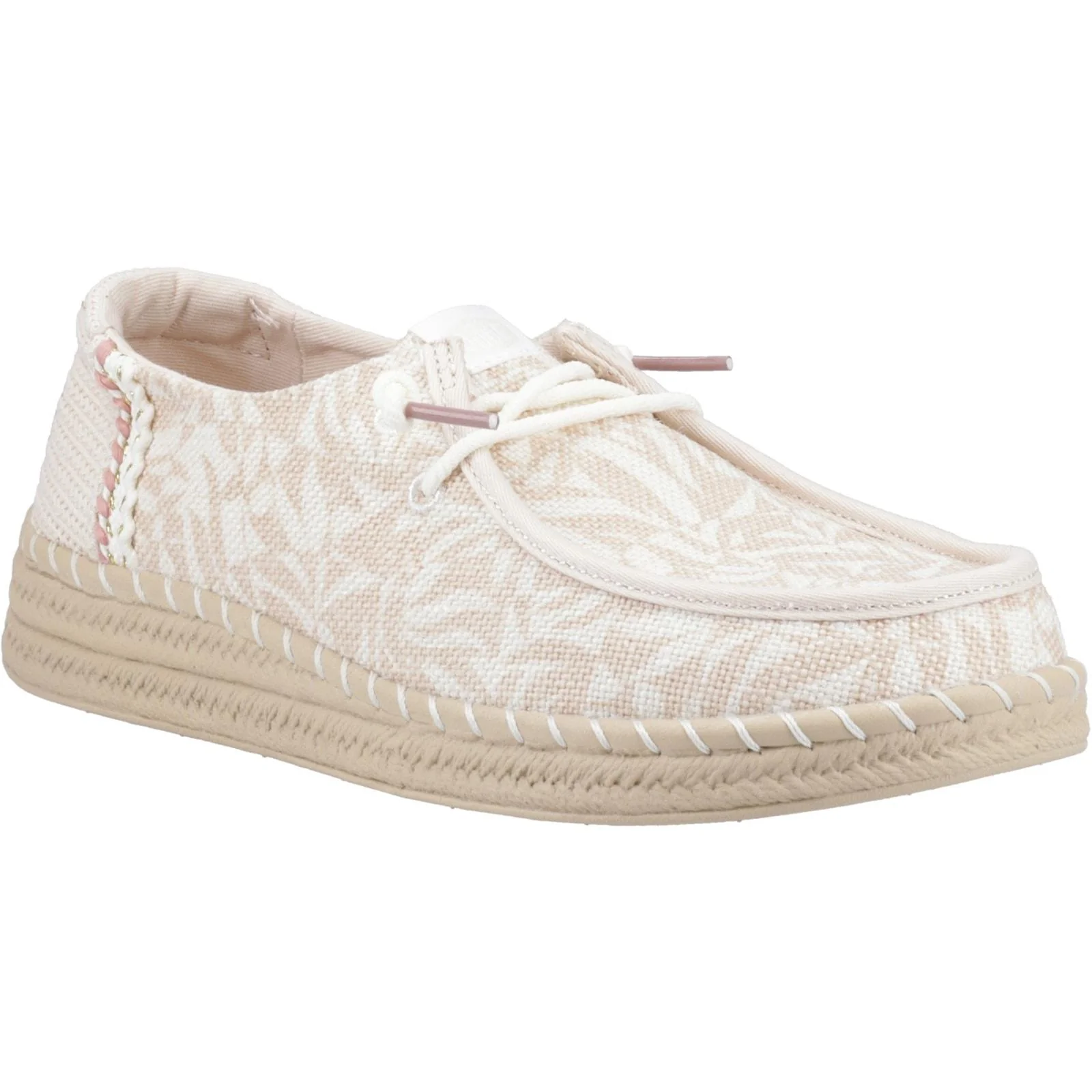 HEYDUDE Womens Wendy Espadrille Retro Palm Shoes Pale Pink/White - Image 5