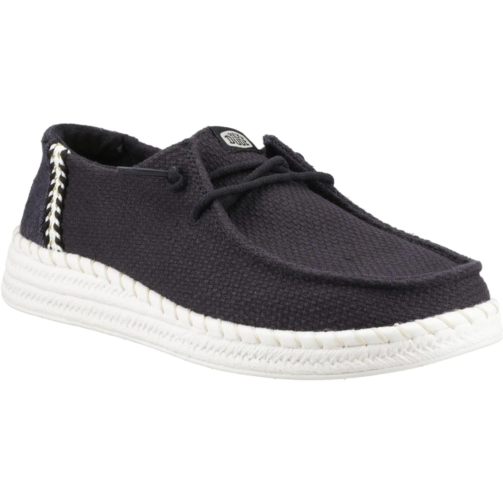 HEYDUDE Womens Wendy Espadrille Woven Shoes Black - Image 3