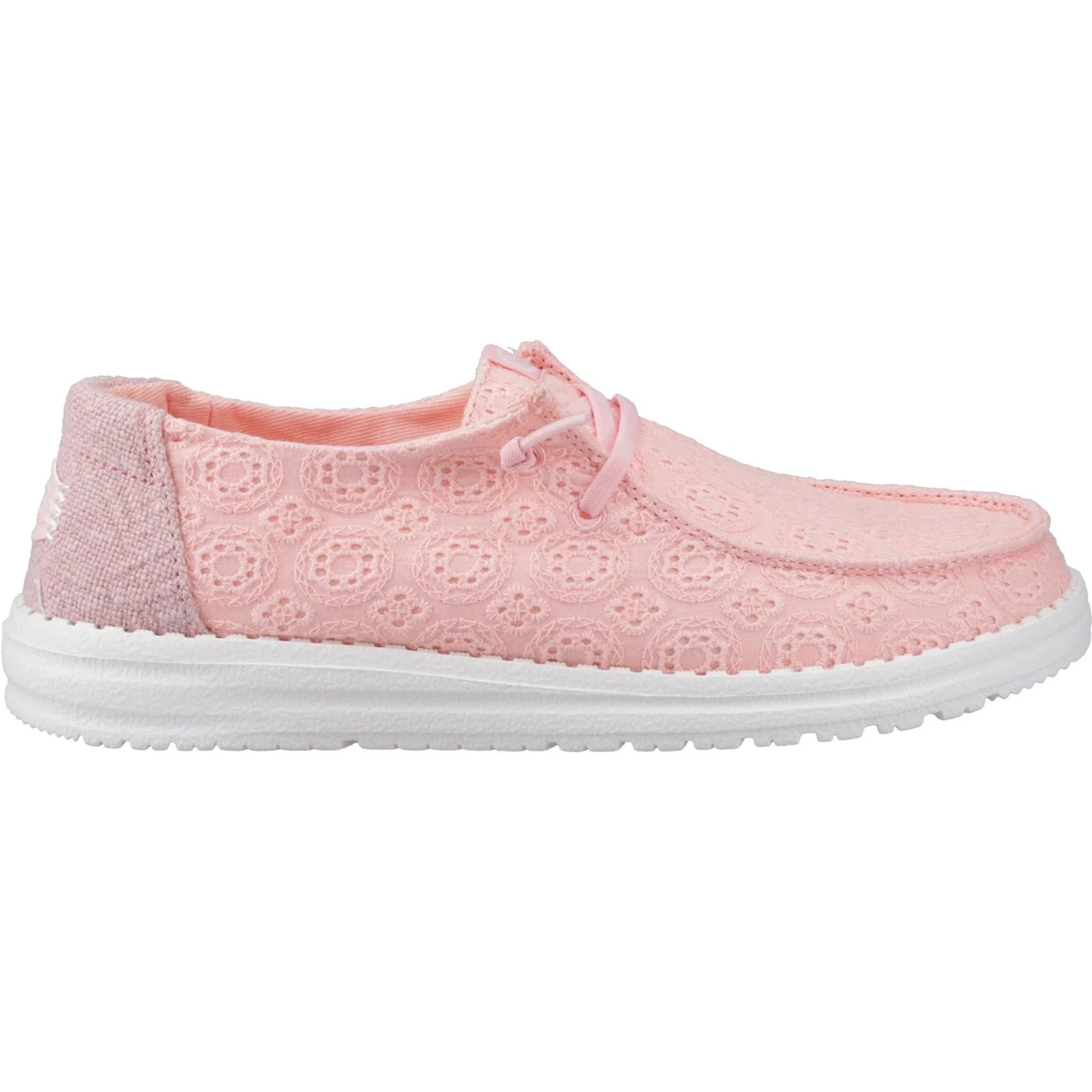 HEYDUDE Womens Wendy Eyelet Lace Shoes Pale Pink