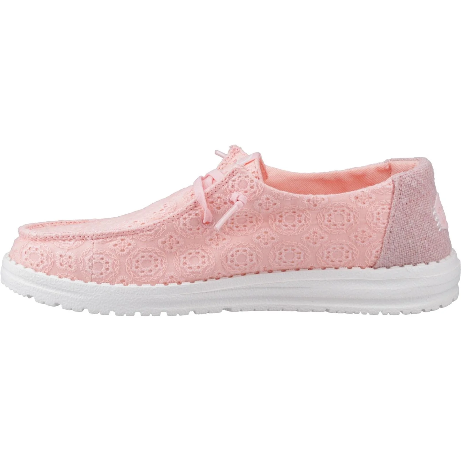 HEYDUDE Womens Wendy Eyelet Lace Shoes Pale Pink - Image 2
