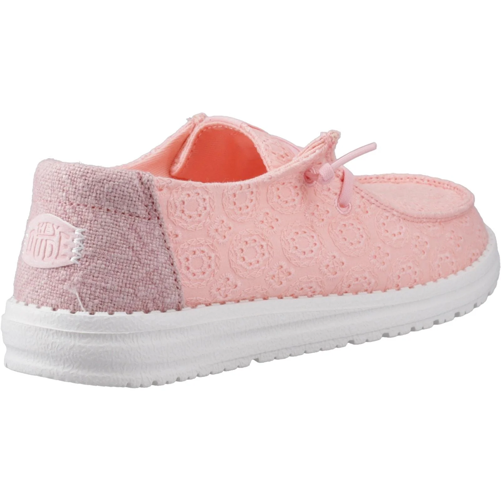 HEYDUDE Womens Wendy Eyelet Lace Shoes Pale Pink - Image 4