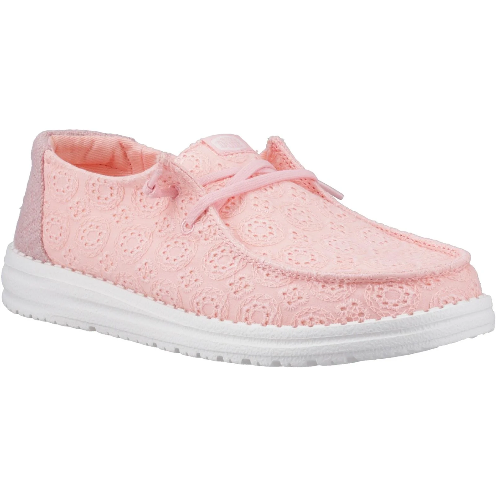 HEYDUDE Womens Wendy Eyelet Lace Shoes Pale Pink - Image 5