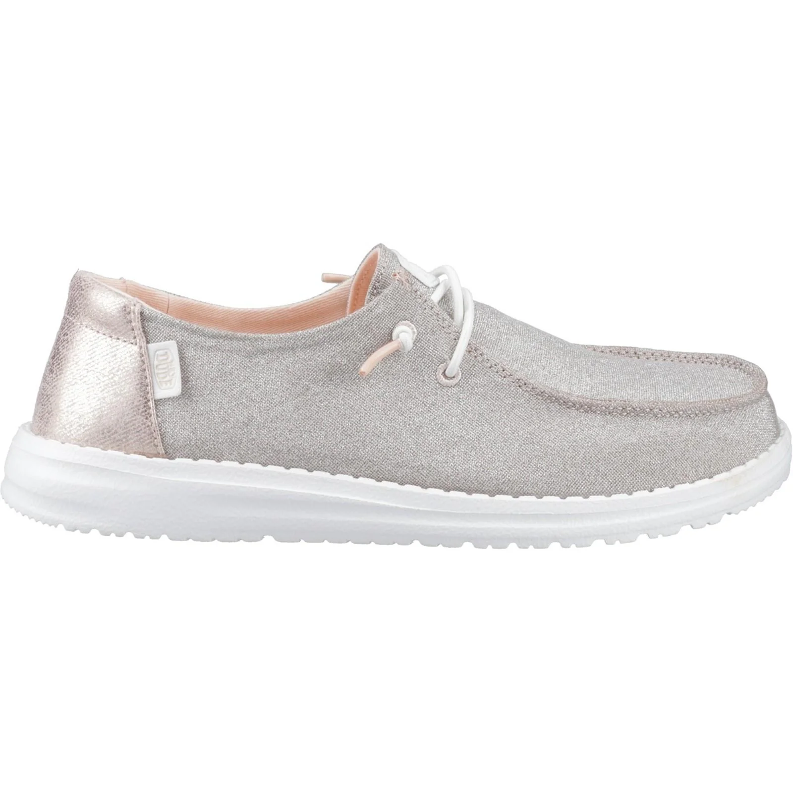 HEYDUDE Womens Wendy Metallic Sparkle Shoe Rose Gold