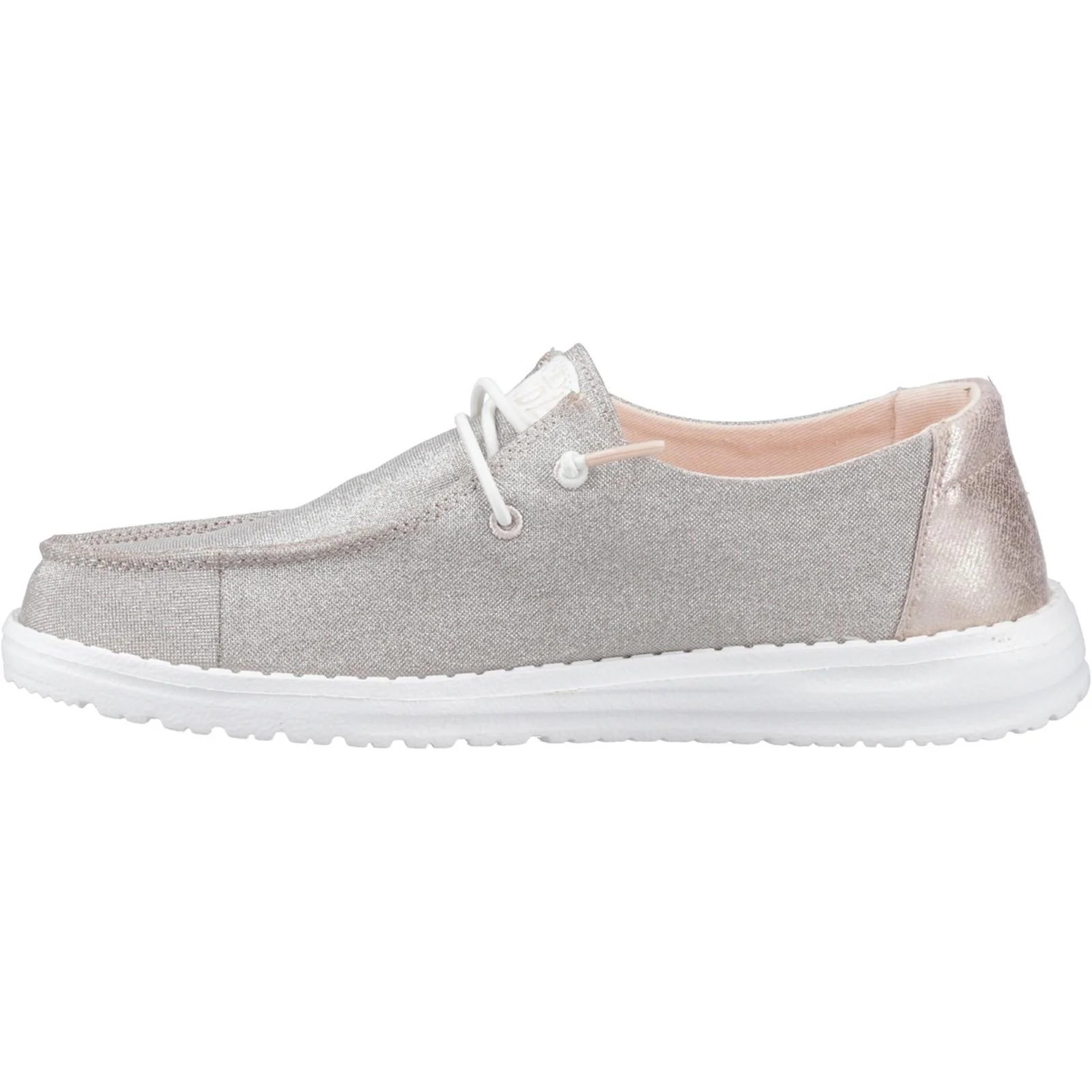 HEYDUDE Womens Wendy Metallic Sparkle Shoe Rose Gold - Image 2