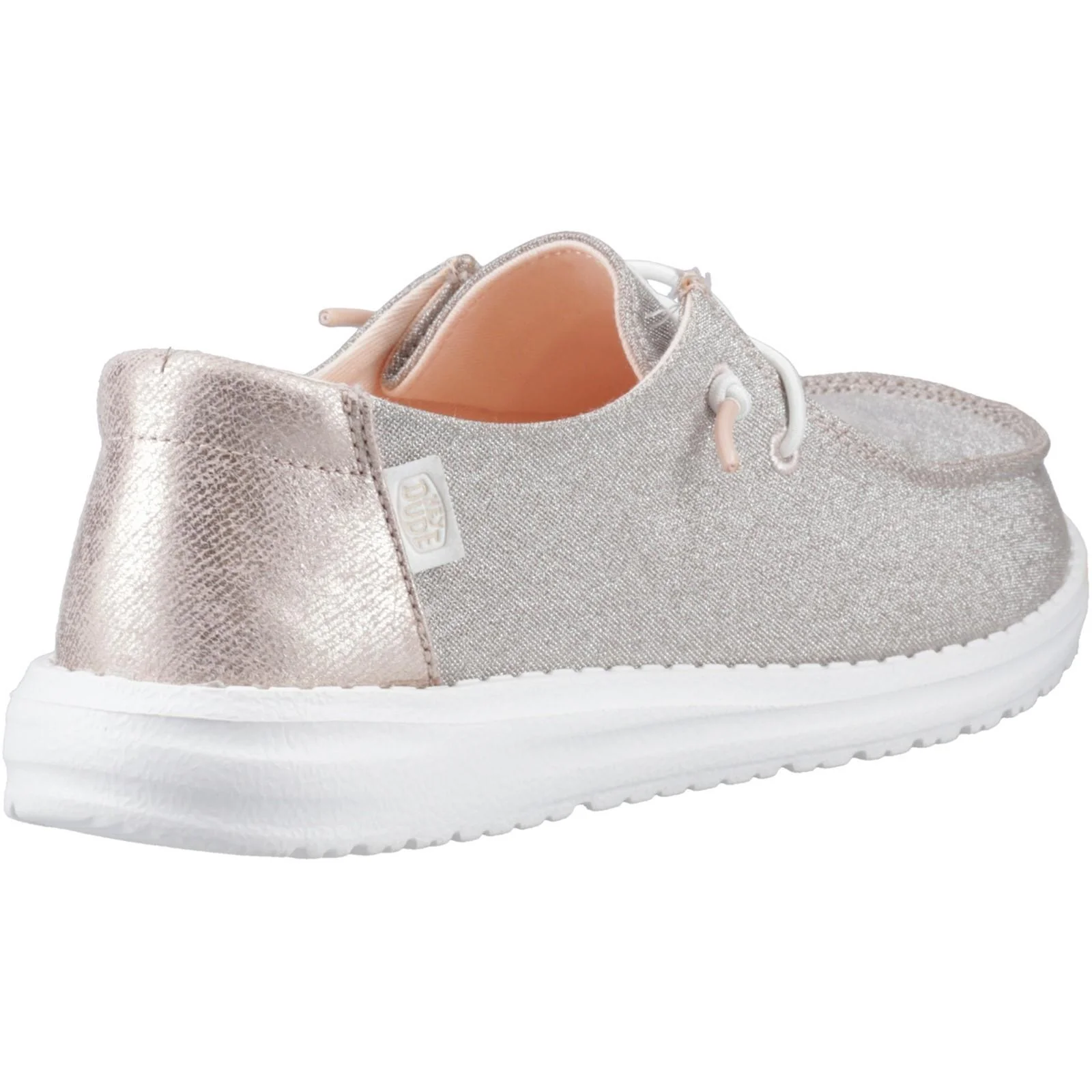 HEYDUDE Womens Wendy Metallic Sparkle Shoe Rose Gold - Image 4