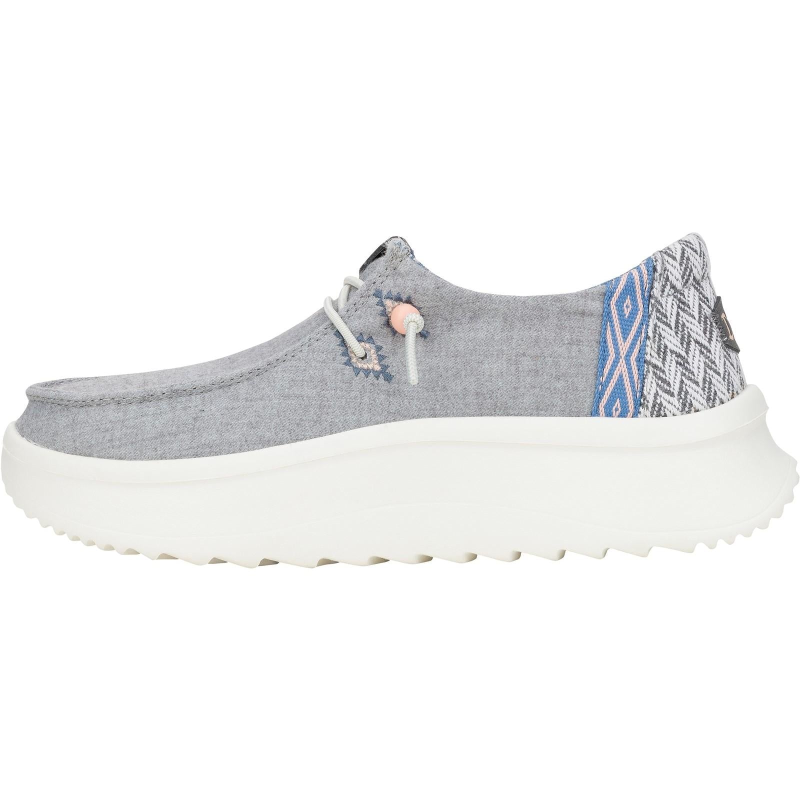HEYDUDE Womens Wendy Peak Chambray Woven Shoes Grey - Image 2
