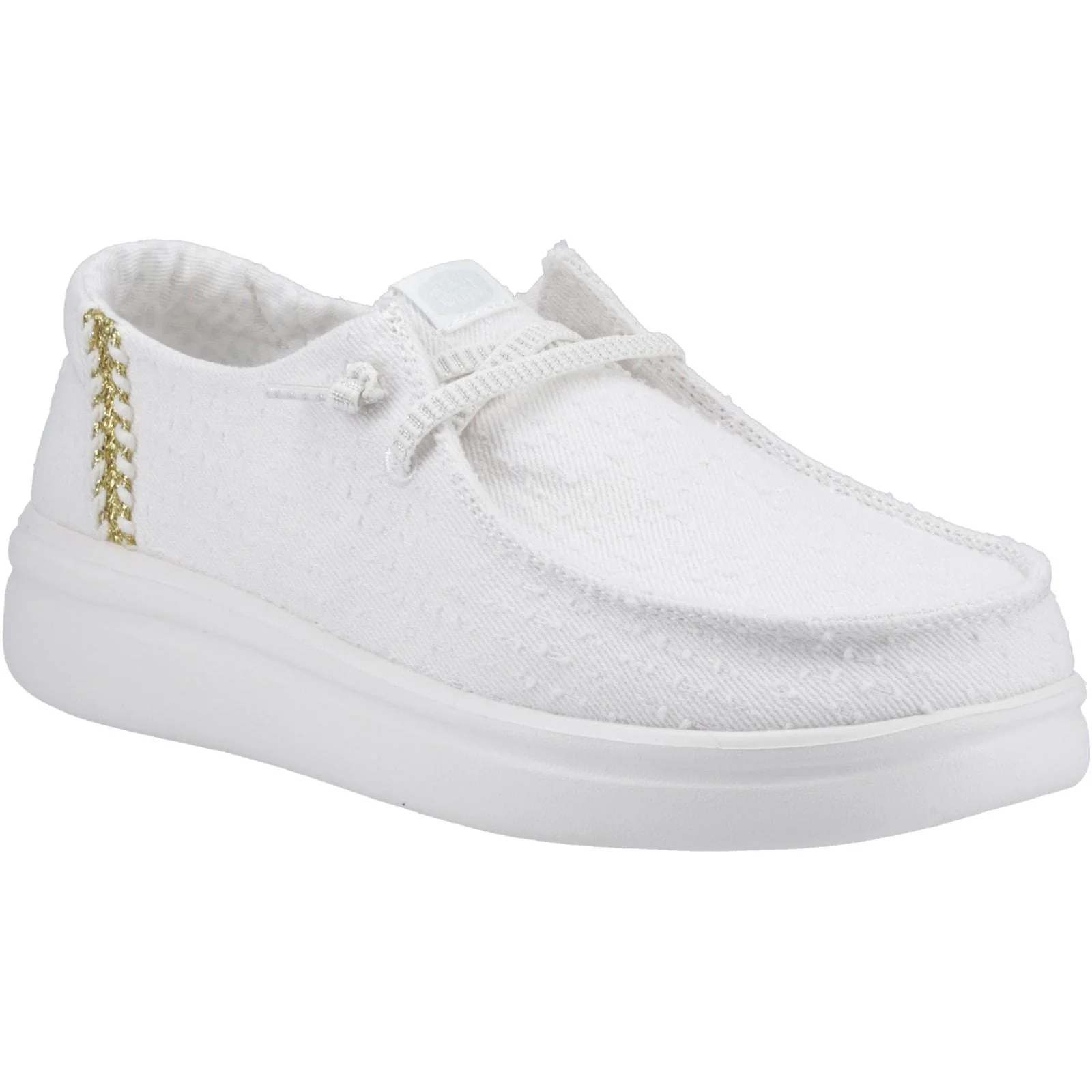 HEYDUDE Womens Wendy Rise Perf Canvas Shoes White - Image 5