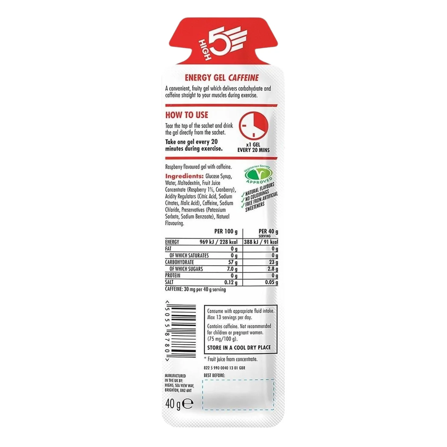 High5 Energy Gel+ Raspberry - Image 2