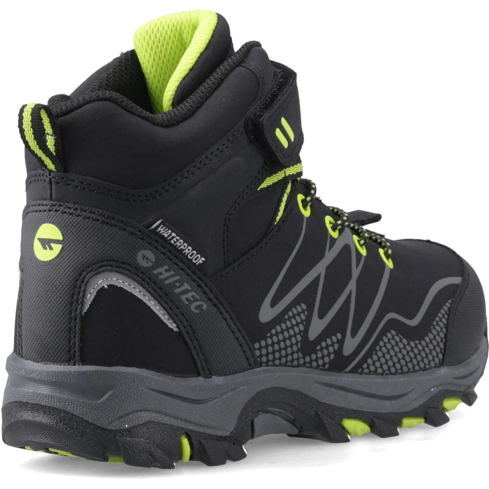 Hi-Tec Junior Boys Blackout Mid Boots Black/Lime - Image 6