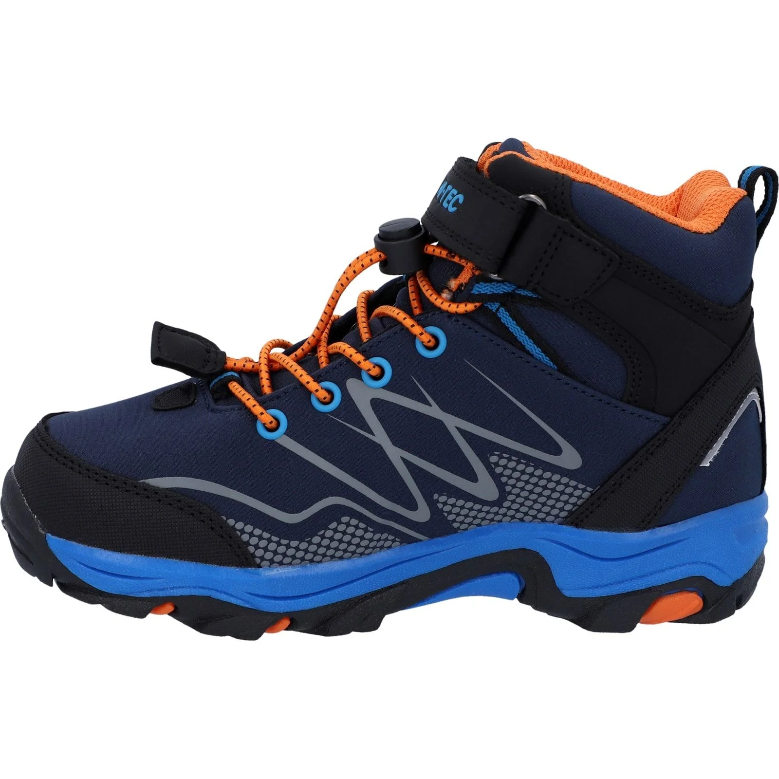 Hi-Tec Junior Boys Blackout Mid Boots Navy/Orange/Lake Blue - Image 2
