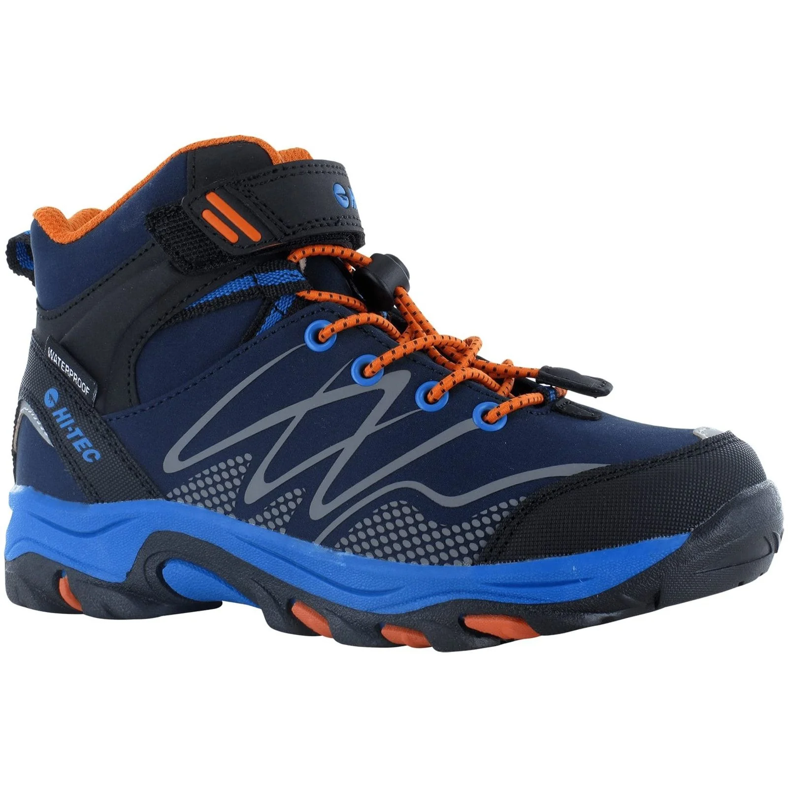 Hi-Tec Junior Boys Blackout Mid Boots Navy/Orange/Lake Blue - Image 6