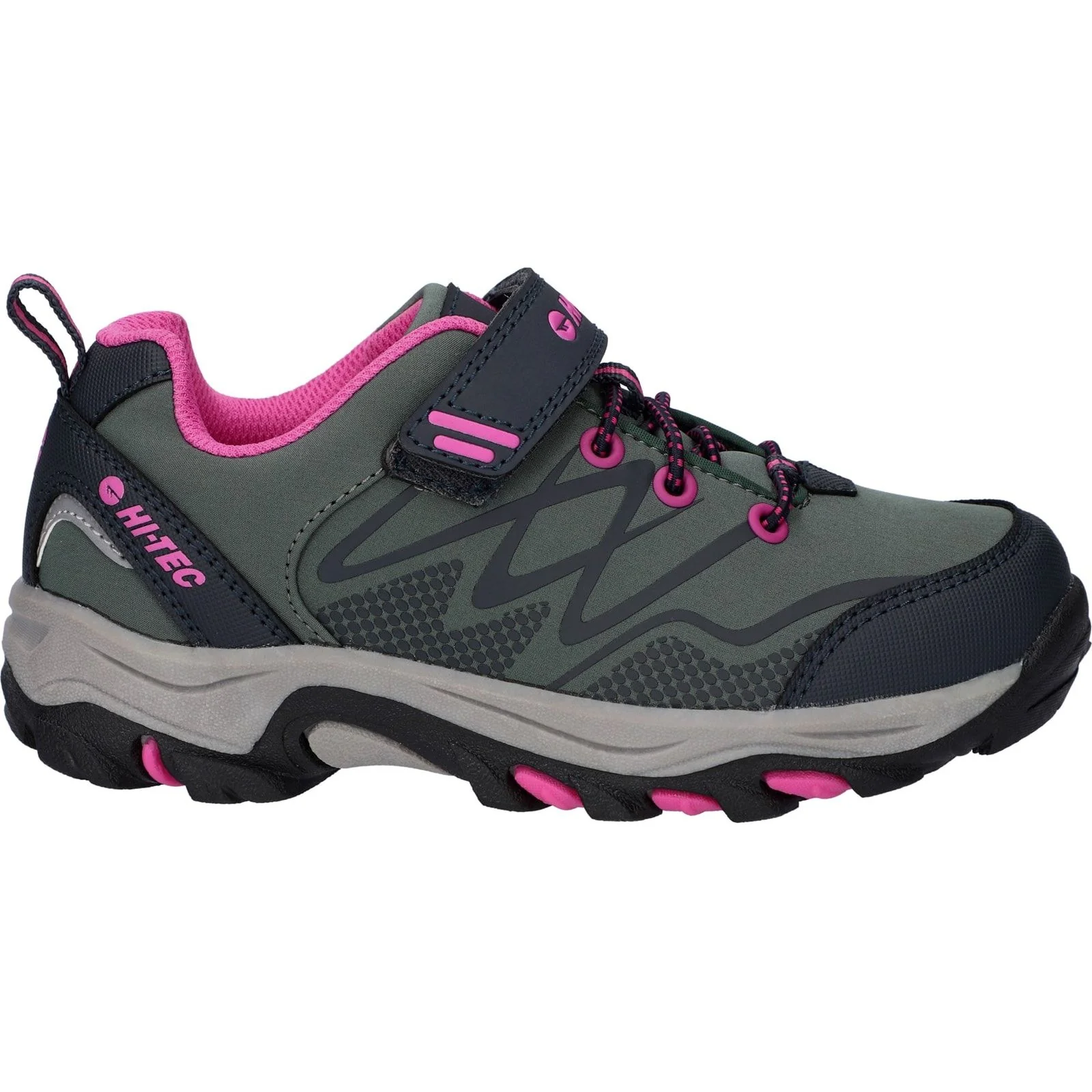 Hi-Tec Junior Girls Blackout Low Boots Dark Forest/India Ink/Pink