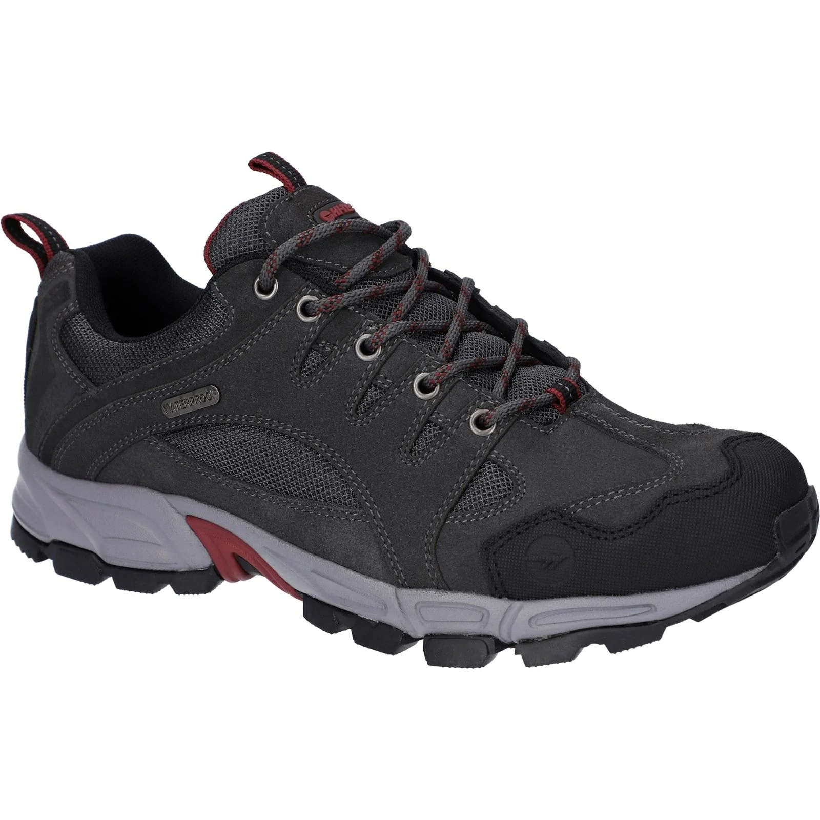 Hi-Tec Mens Auckland Lite Shoes Graphite Grey/Dark Red - Image 6