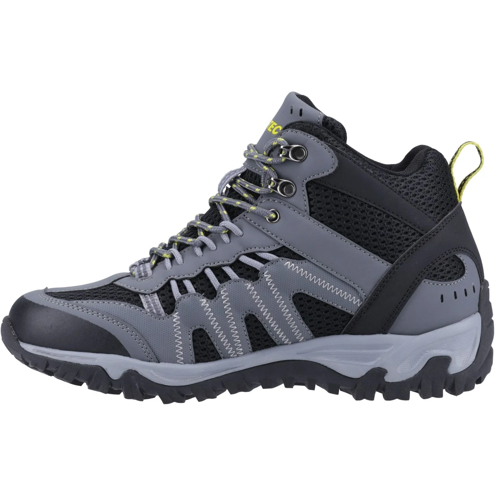 Hi-Tec Mens Jaguar Mid Boots Graphite/Black/Citron - Image 2
