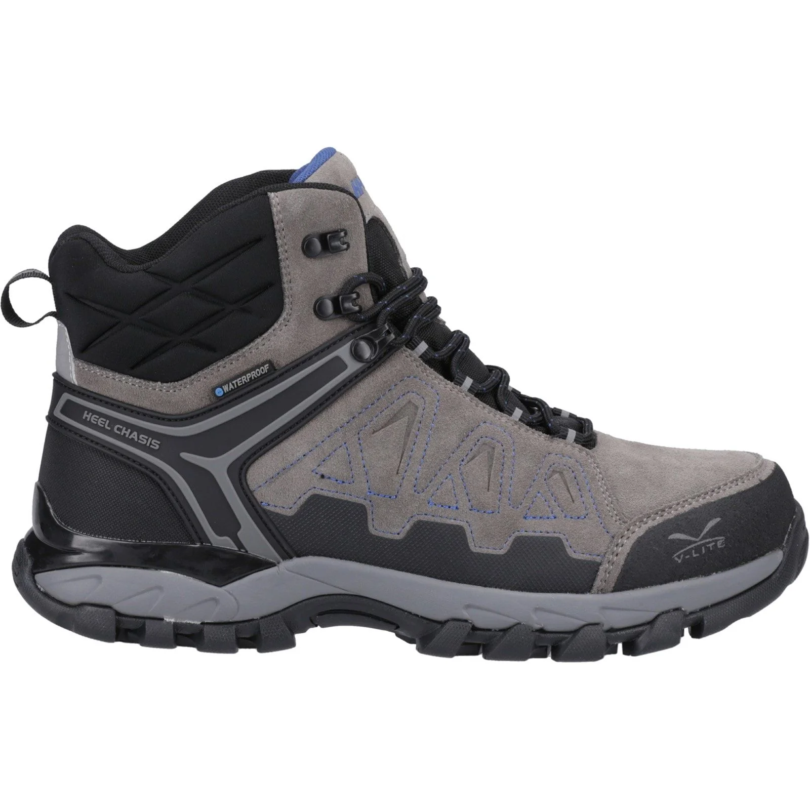 Hi-Tec Mens V-Lite Explorer WP Hiking Boots Charcoal/Grey/Dark Blue