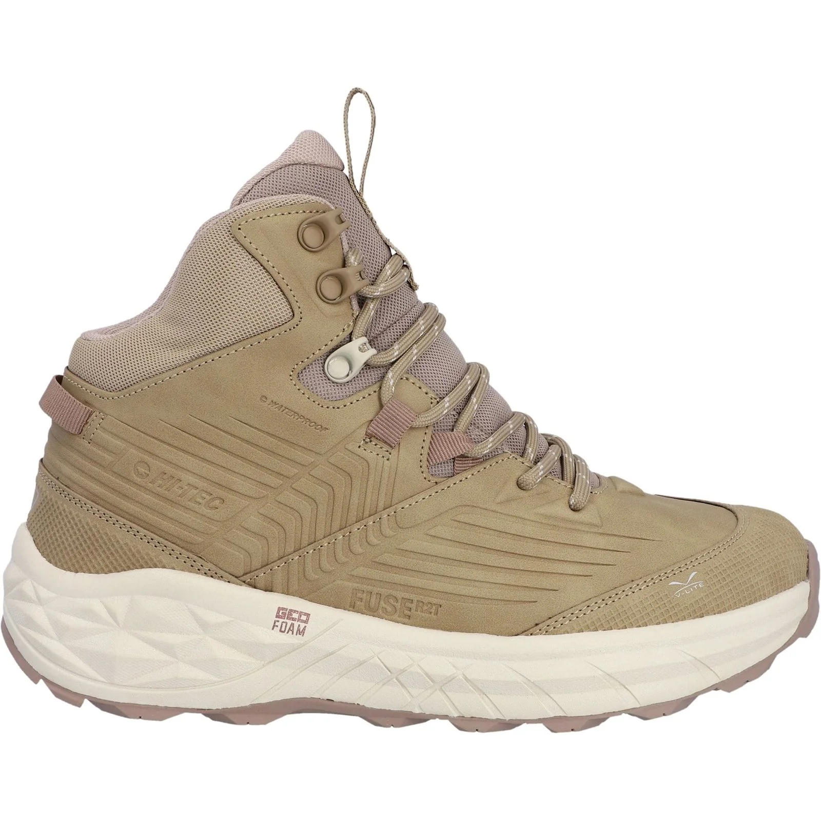 Hi-Tec Womens Fuse Trek Mid Hiking Boots Taupe/Whitecap Grey/Warm Taupe
