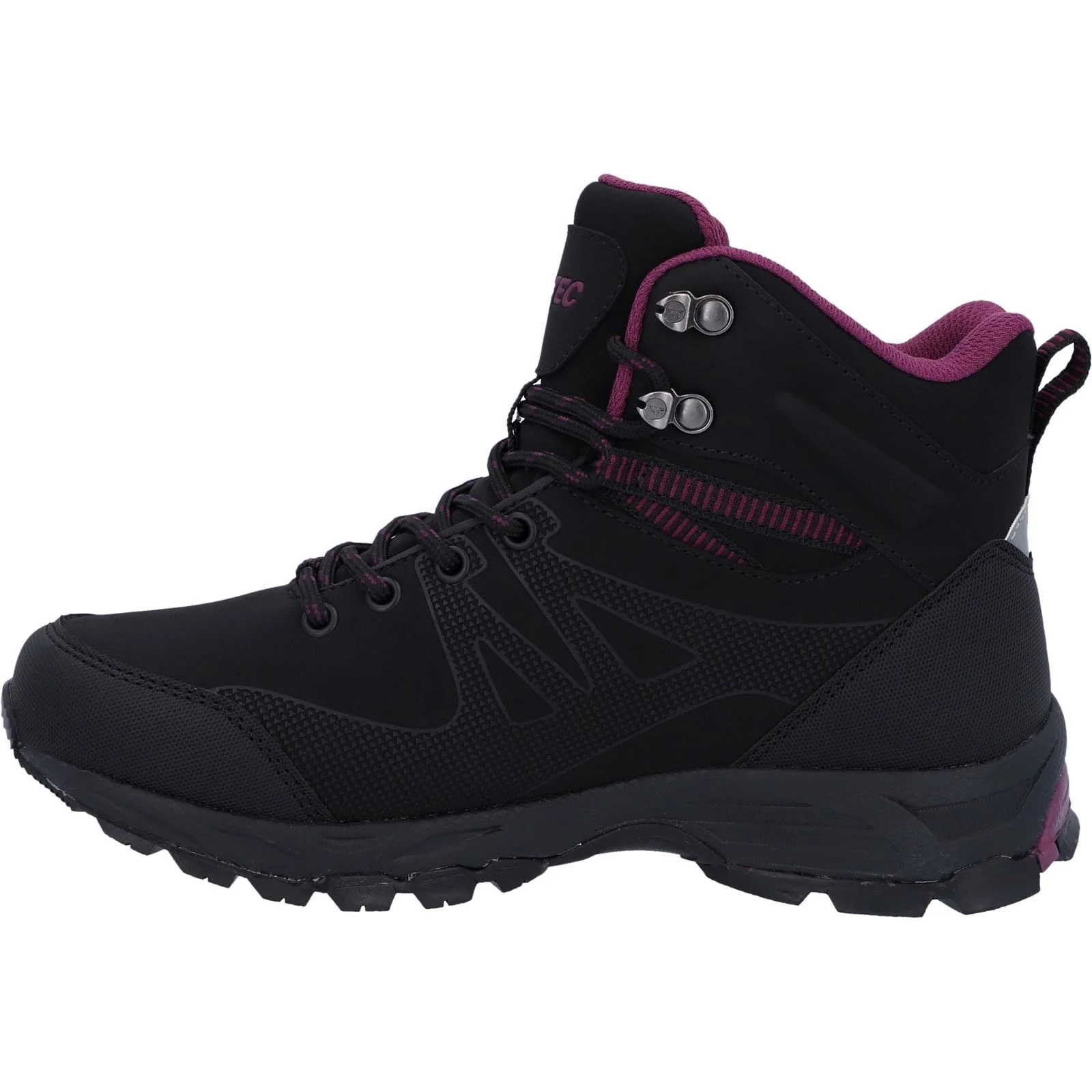 Hi-Tec Womens Jackdaw Mid Waterproof Boot Black/Burgundy - Image 2