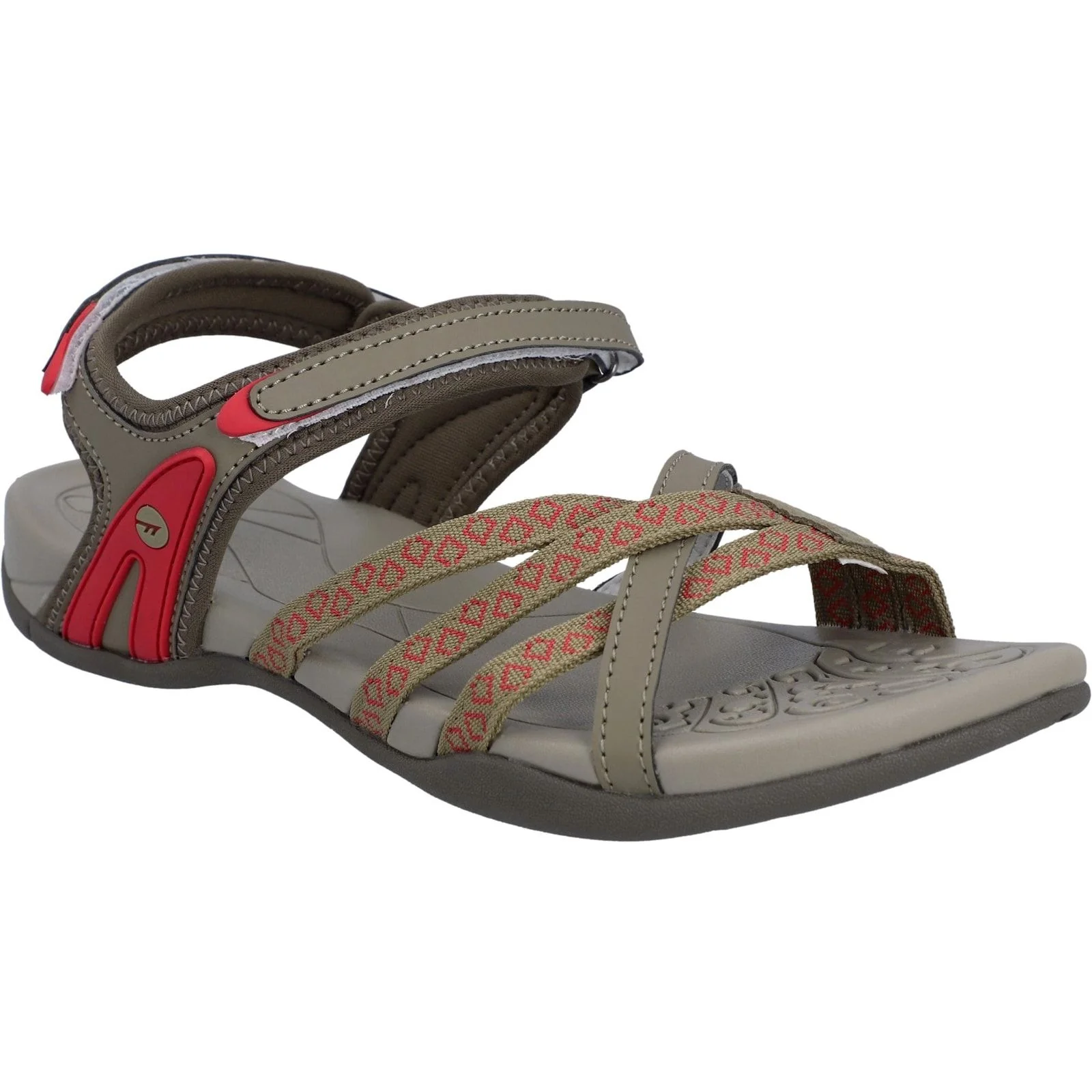 Hi-Tec Womens Savanna II Sandal Light Taupe/Olive/Sunset Coral - Image 6