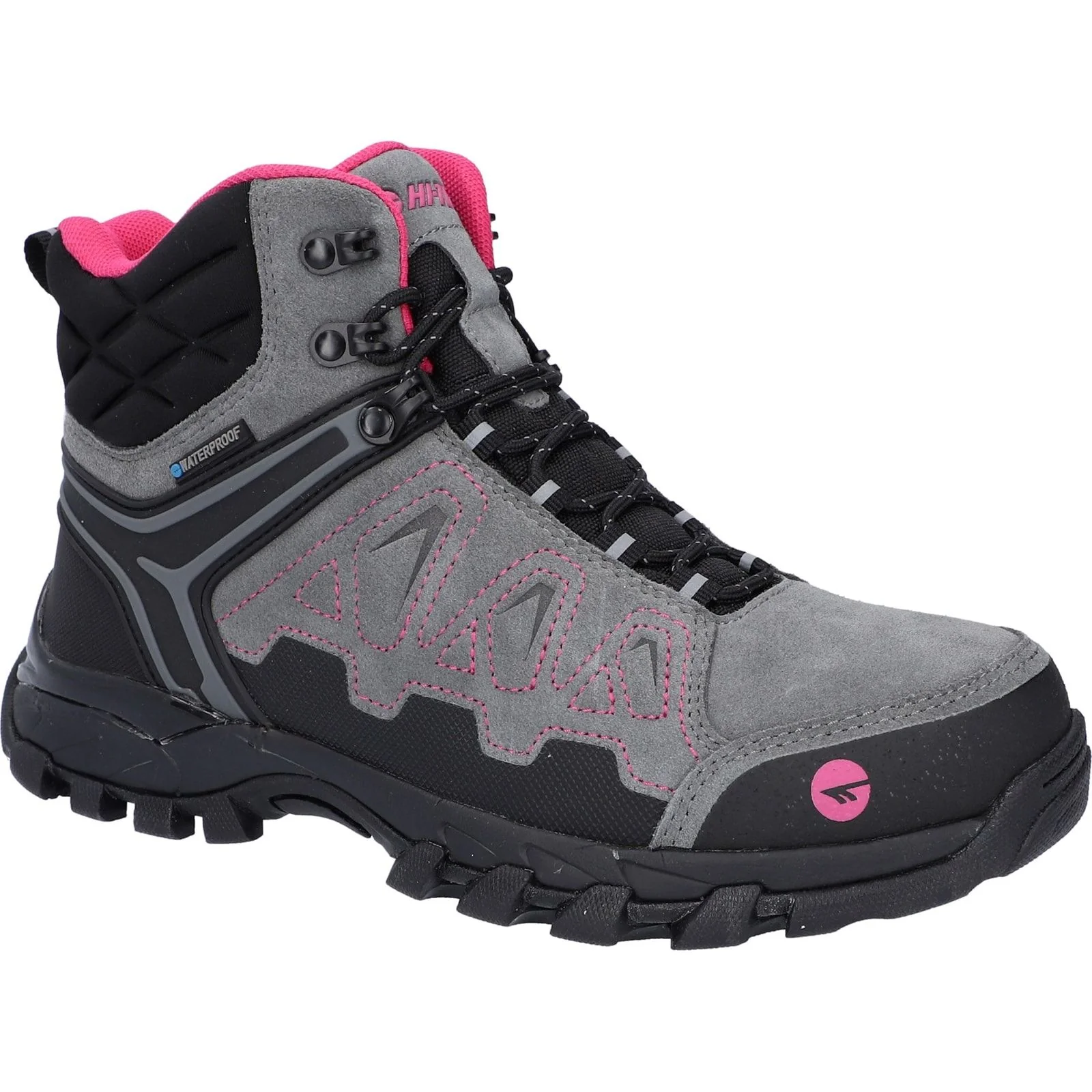 Hi-Tec Womens V-Lite Explorer WP Hiking Boots Grey/Fuchsia - Image 3