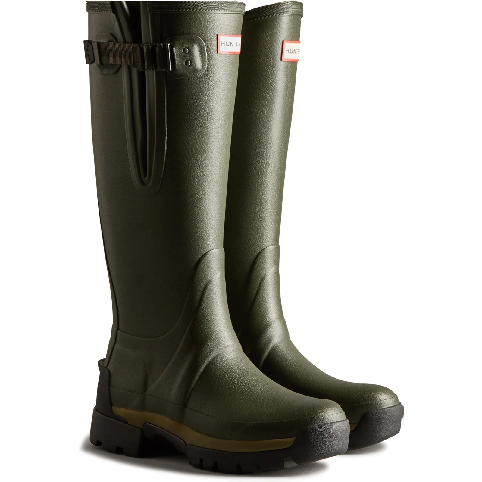 Hunter Womens Balmoral Adjustable Neoprene Lined Wellington Dark Olive - Image 4