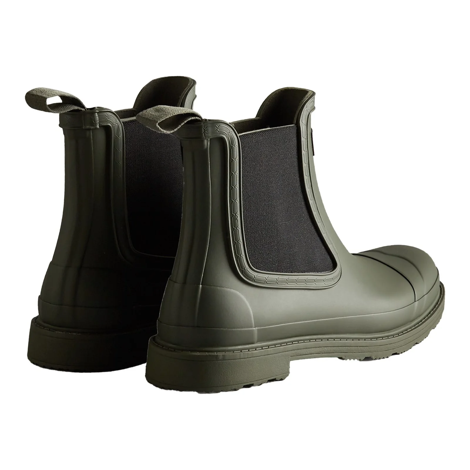 Hunter Mens Commando Chelsea Boots Dark Olive - Image 3