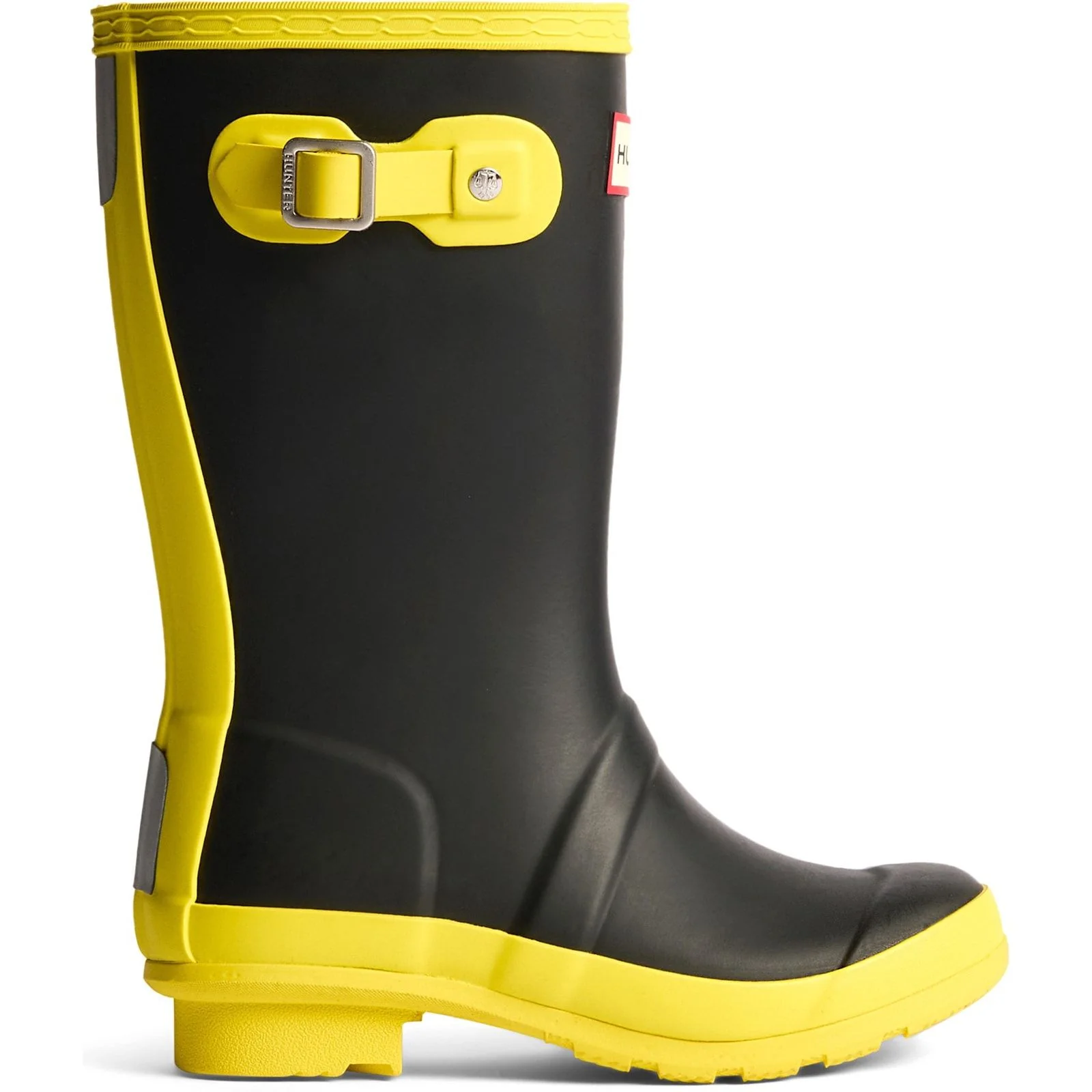 Hunter Junior Kids Junior Originals Boot Black/Illuminating Yellow
