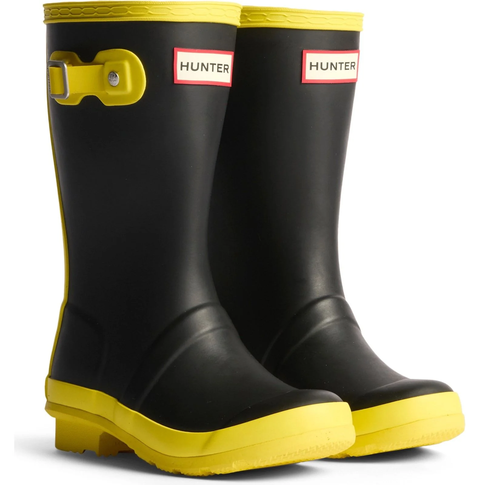 Hunter Junior Kids Junior Originals Boot Black/Illuminating Yellow - Image 4