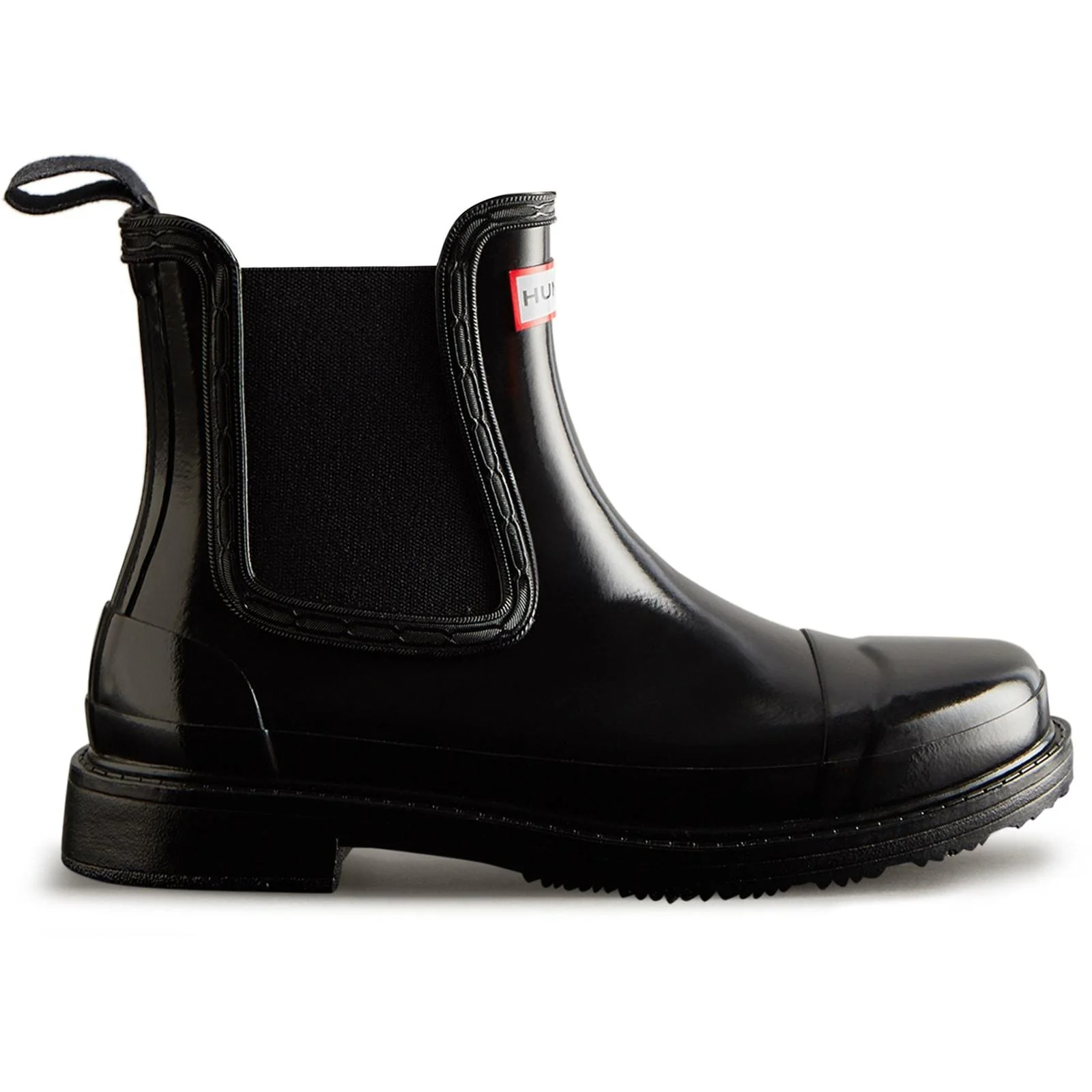 Hunter Womens Commando Gloss Chelsea Boots Black