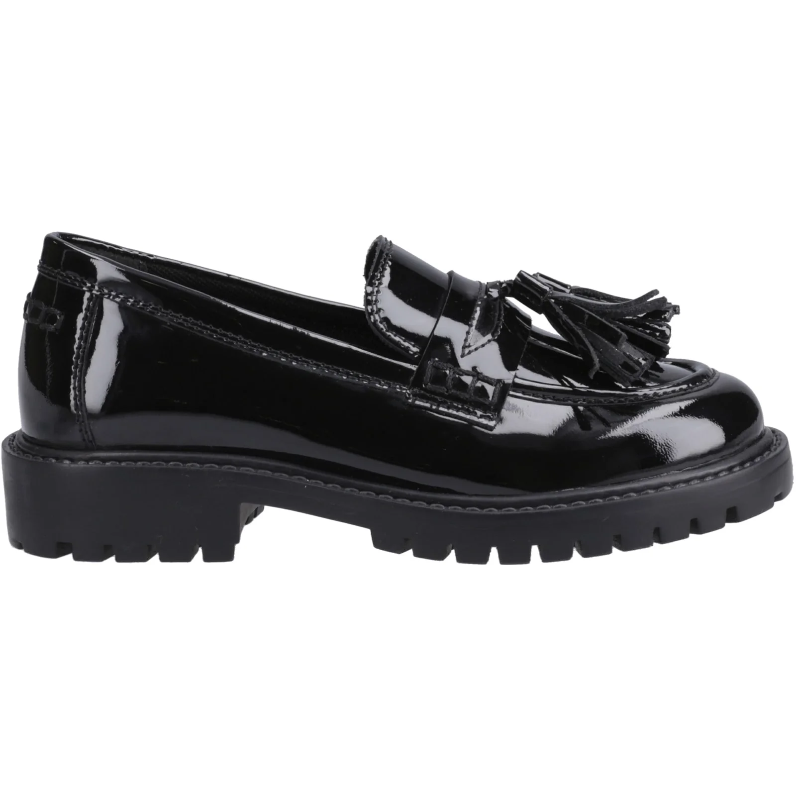 Hush Puppies Girls Abigail Patent Senior Shoe Black