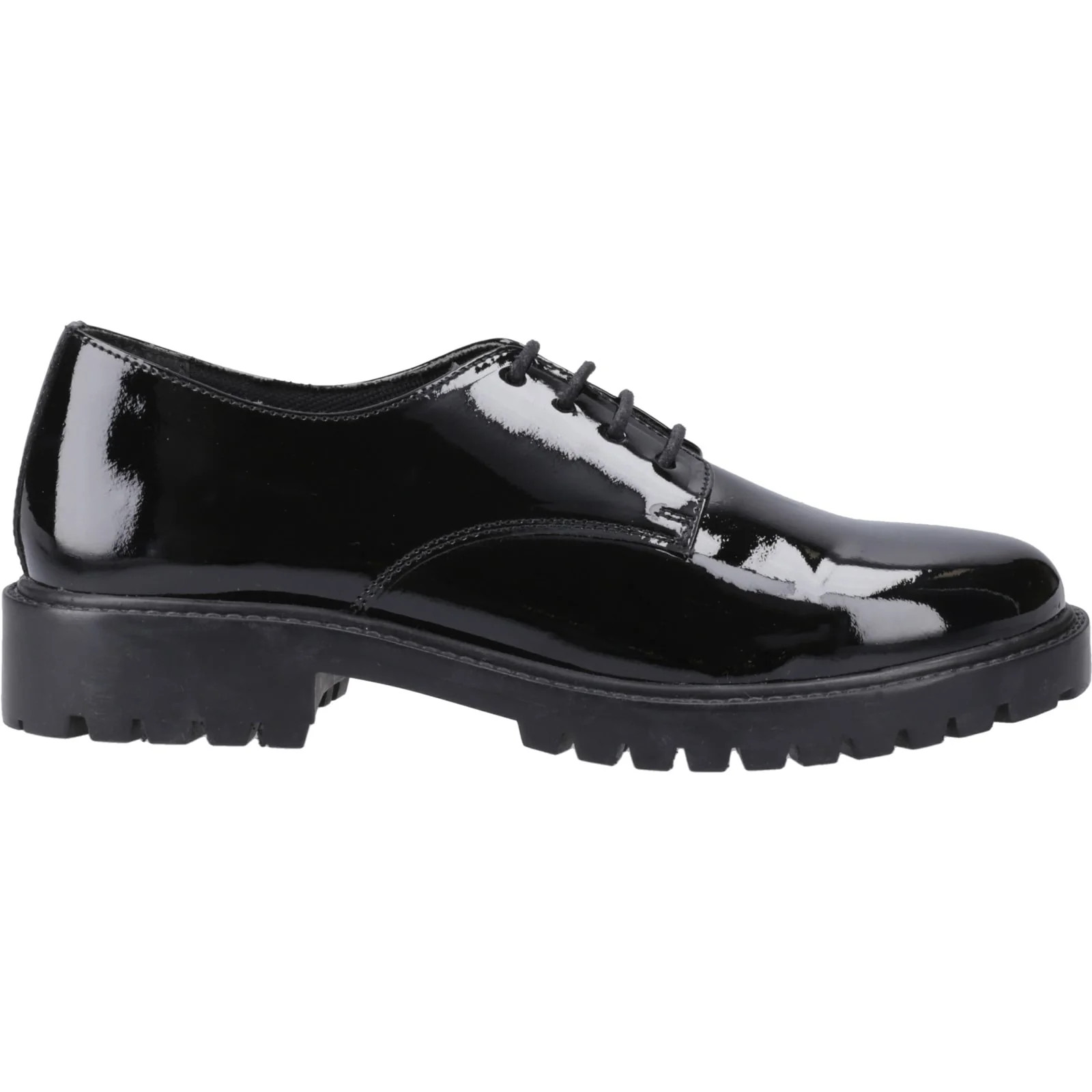 Hush Puppies Girls Aubrey Lace Up Patent Snr Black