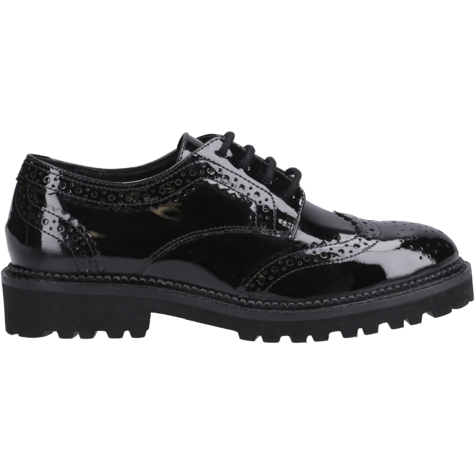 Hush Puppies Girls Gabi Lace Up Patent Snr Black