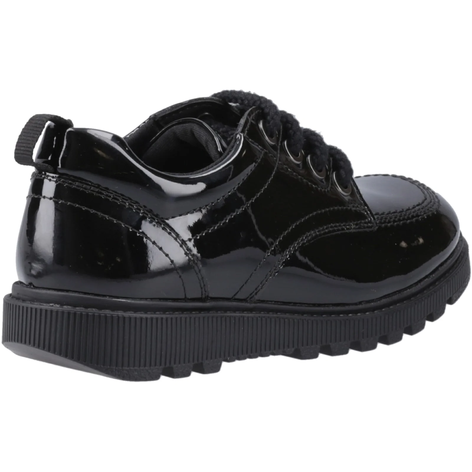 Hush Puppies Girls Keeley Lace Up Patent Snr Black - Image 4