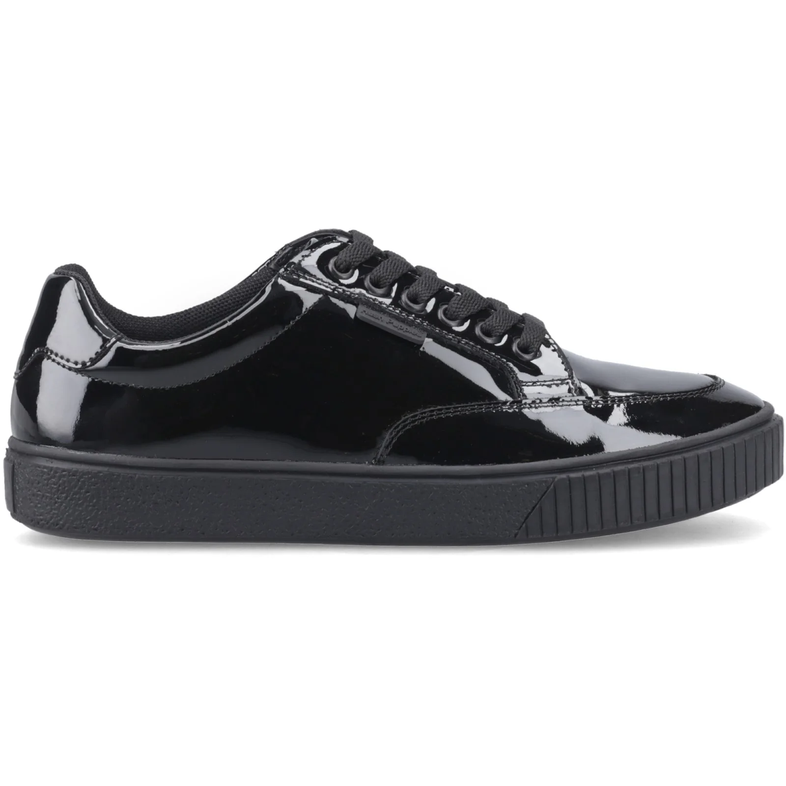 Hush Puppies Junior Girls EVELYN LACE TRAINER JNR Black Patent