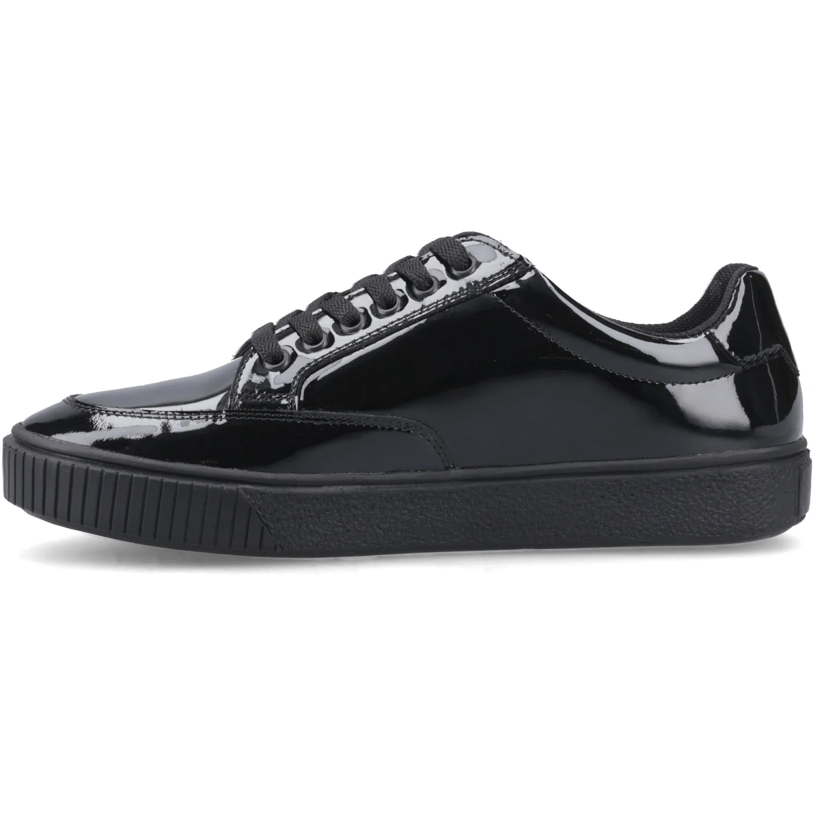 Hush Puppies Junior Girls EVELYN LACE TRAINER JNR Black Patent - Image 2